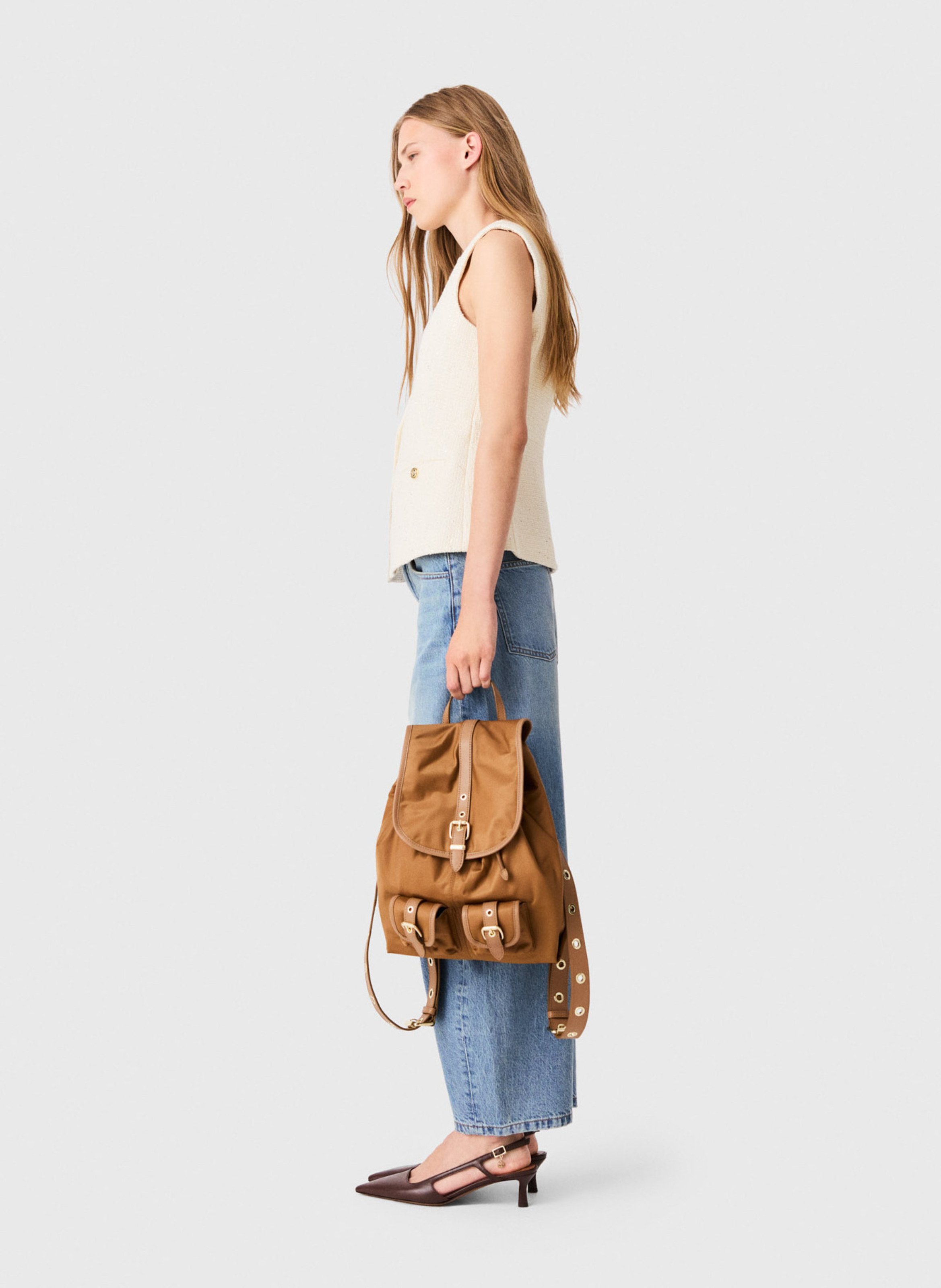 Fitted top in blended cotton MAJE Beige
