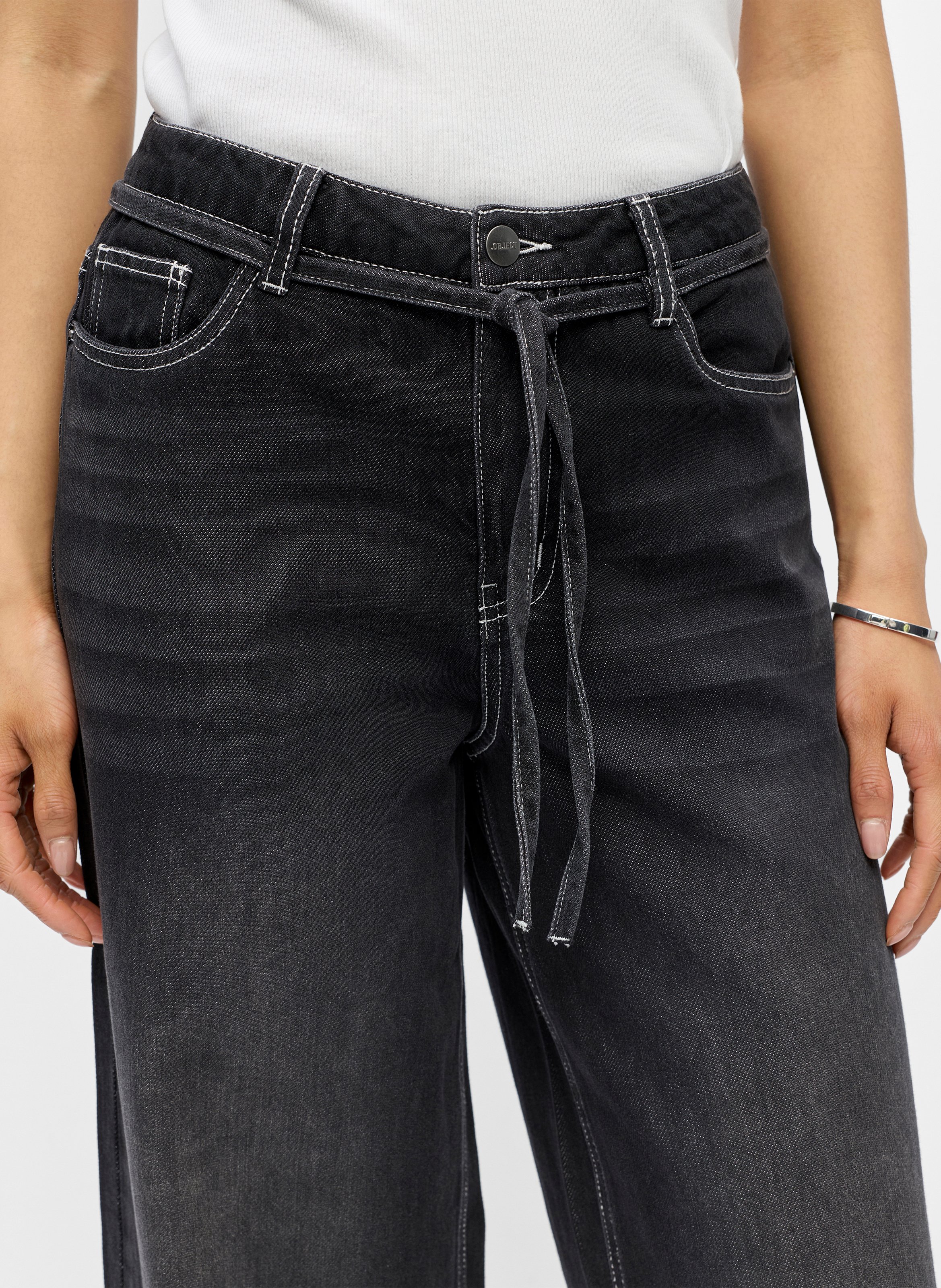 Flared organic cotton blend jeans OBJECT Black