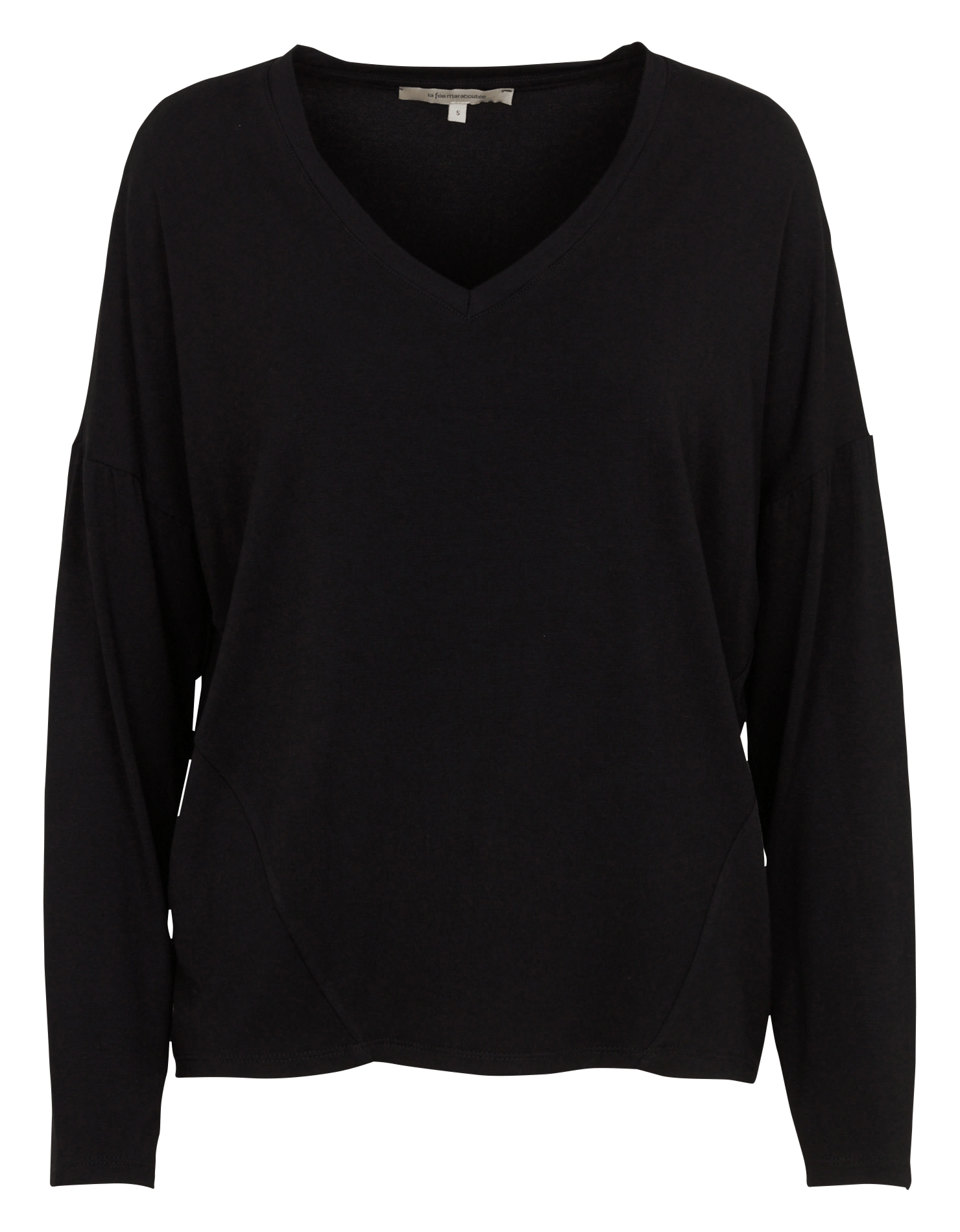 Tee-shirt ample col V uni LA FEE MARABOUTEE Noir