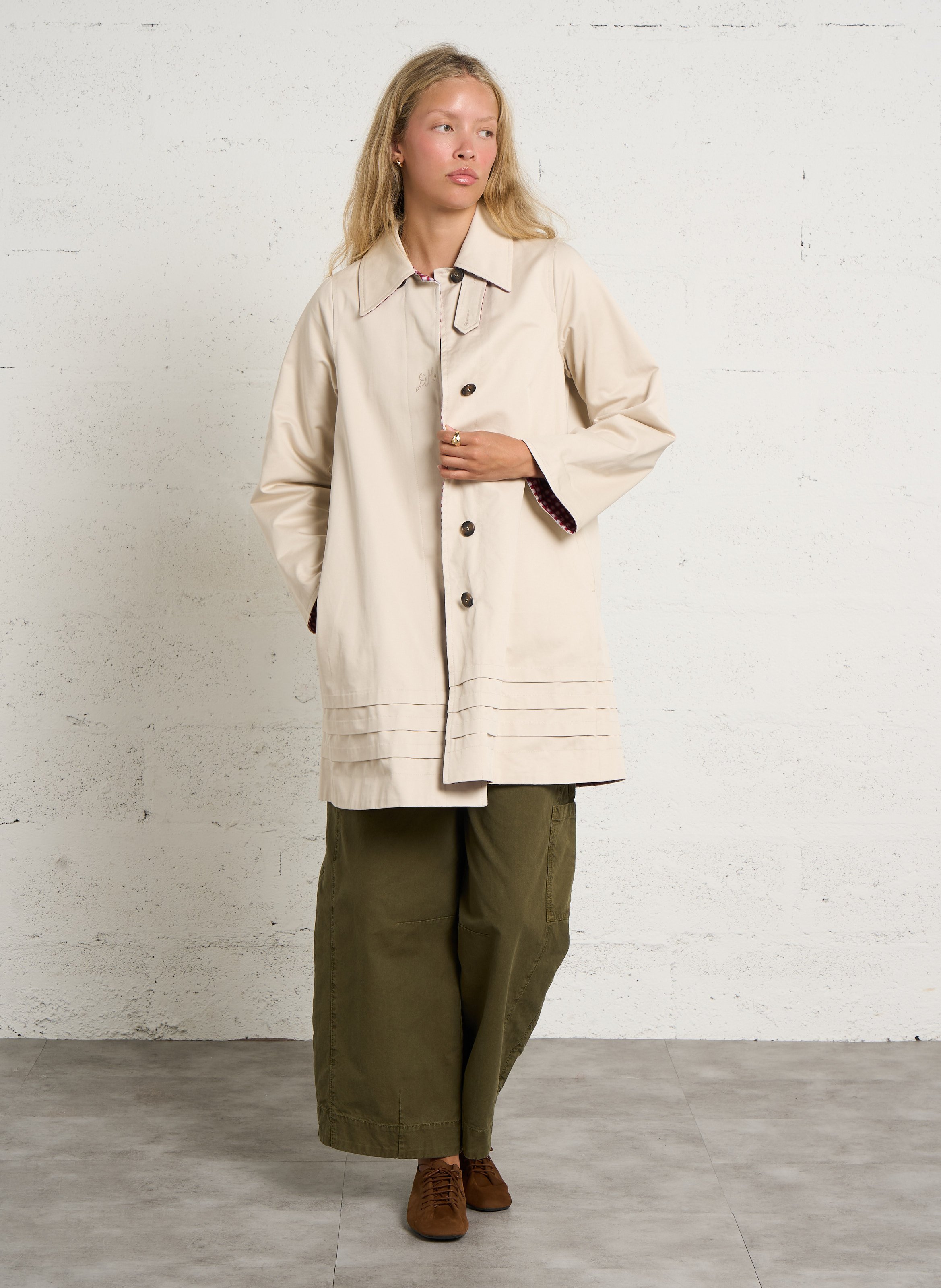 Flared Reversible Trench Coat DAMSON MADDER Red