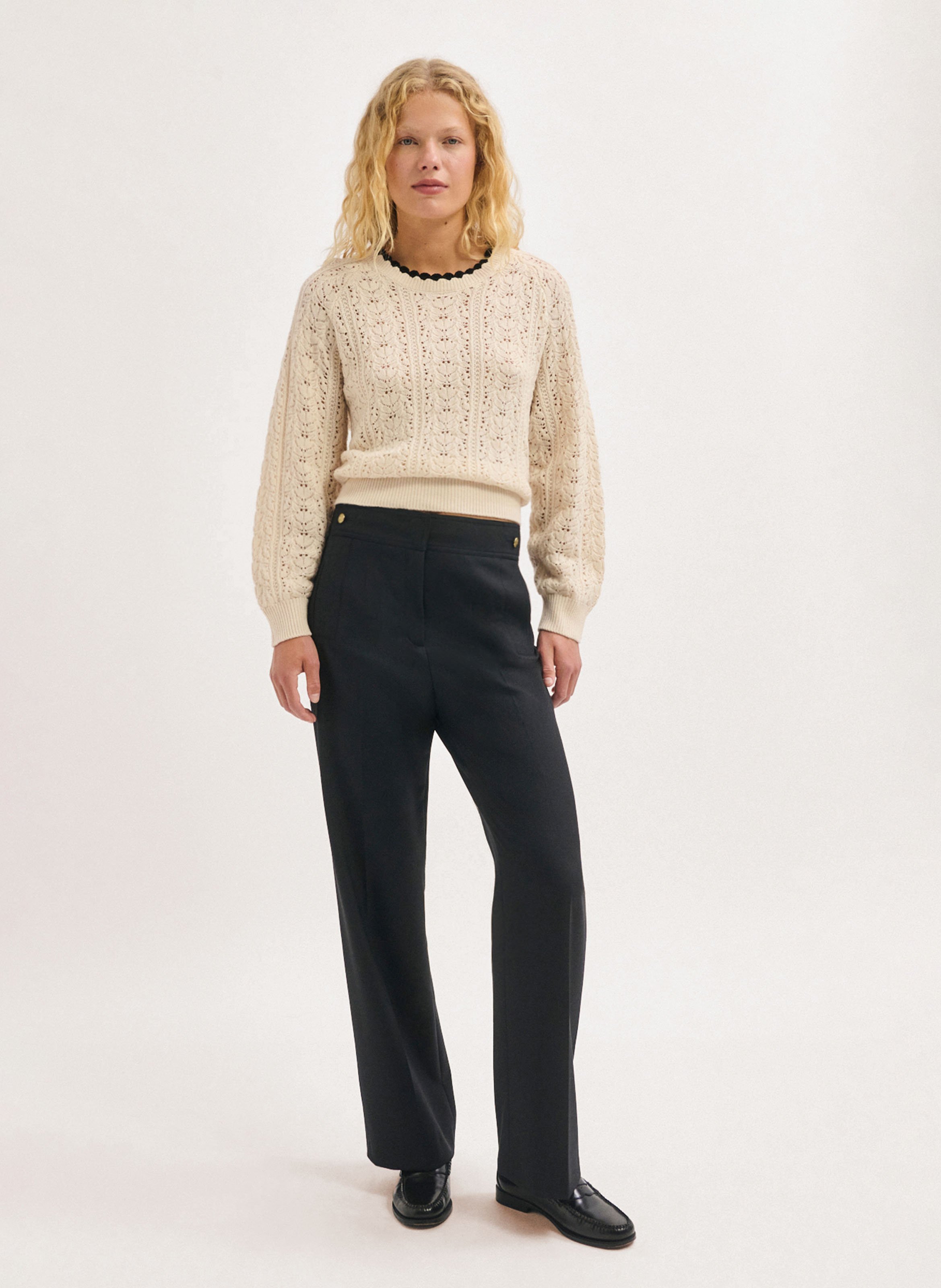 Wijde broek met hoge taille PABLO Zwart