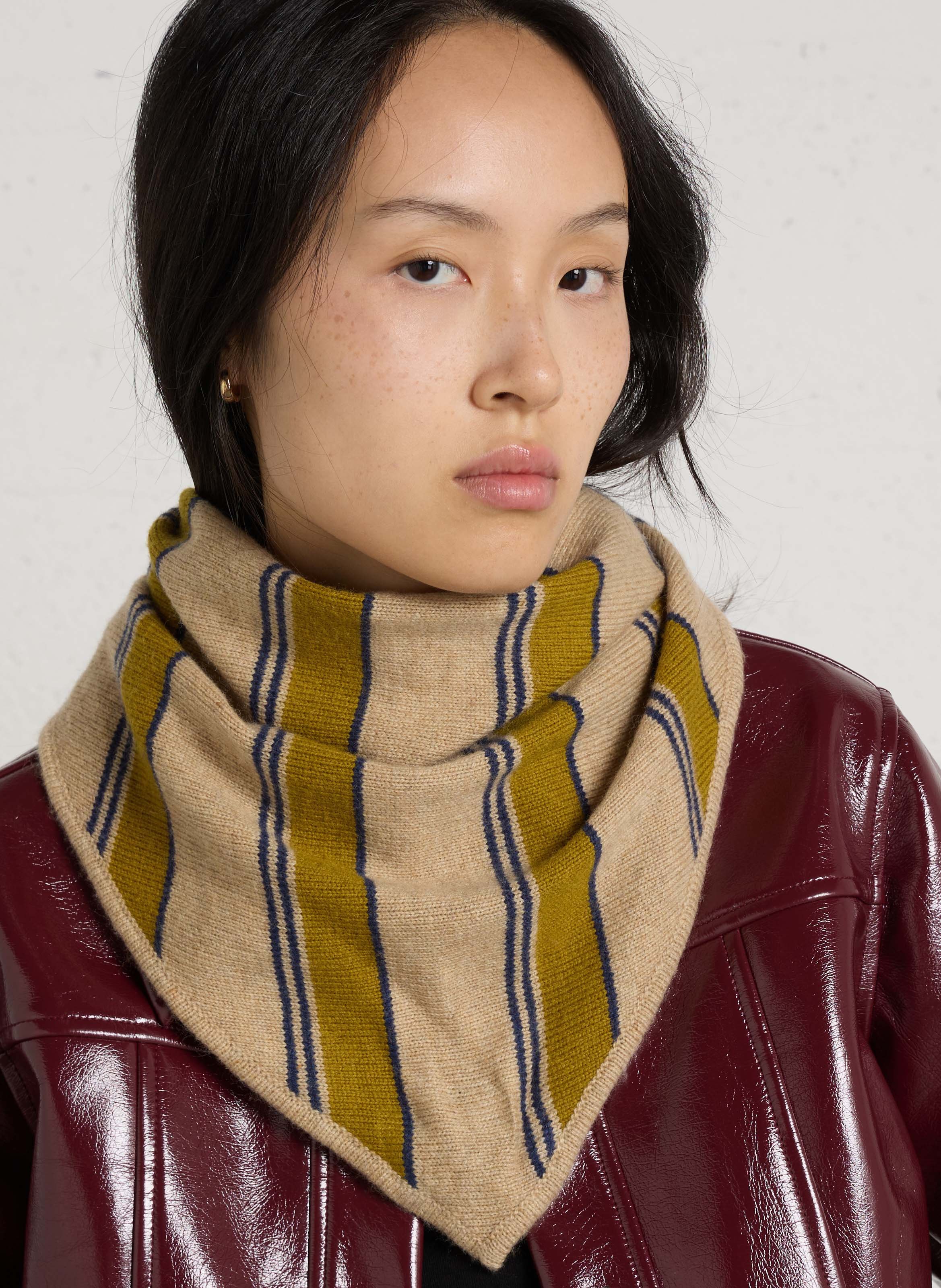 Striped triangular wool blend scarf NICE THINGS