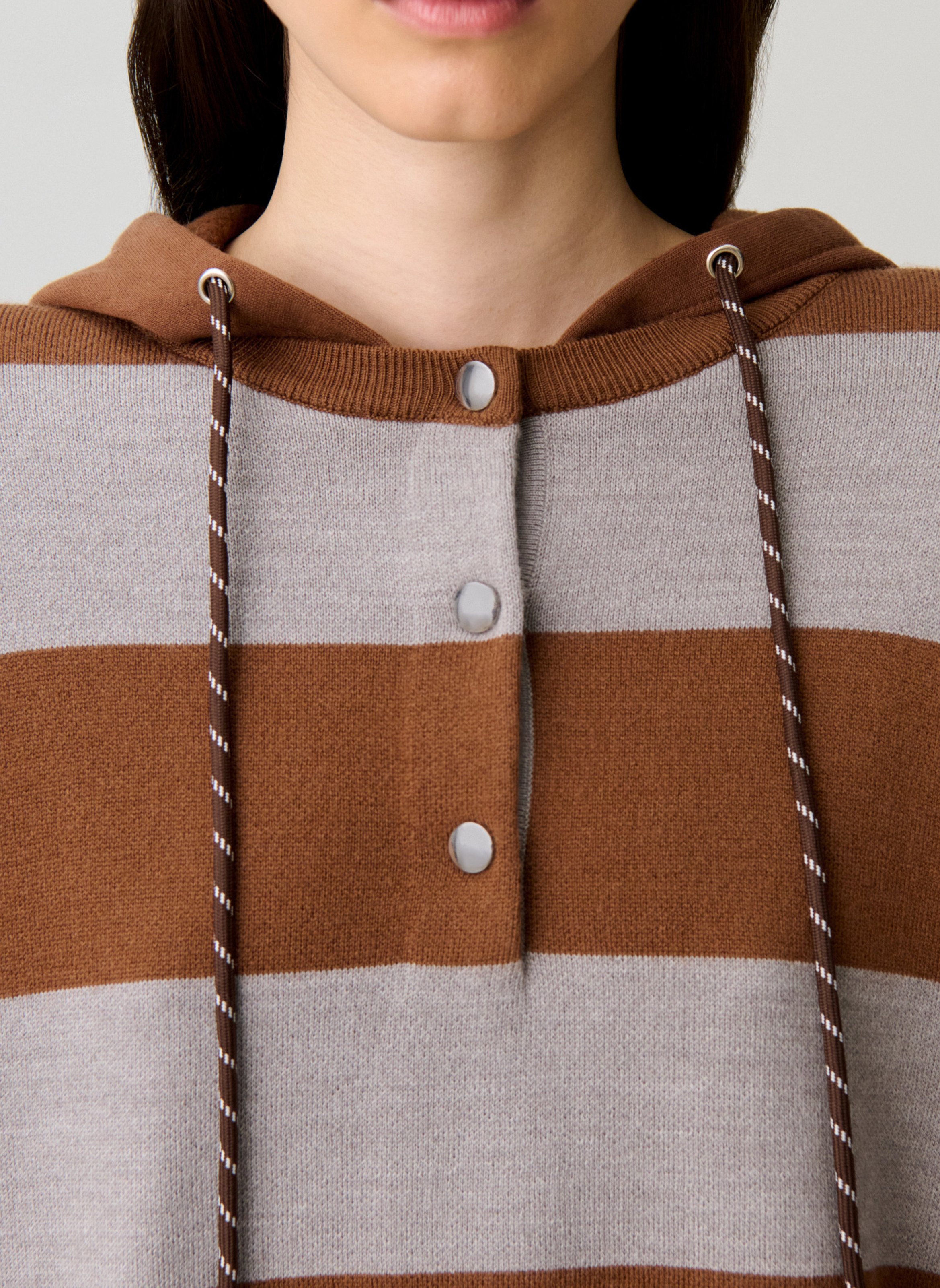 Sweat droit à rayures à capuche en laine mélangée CLAUDIE PIERLOT Multicolore