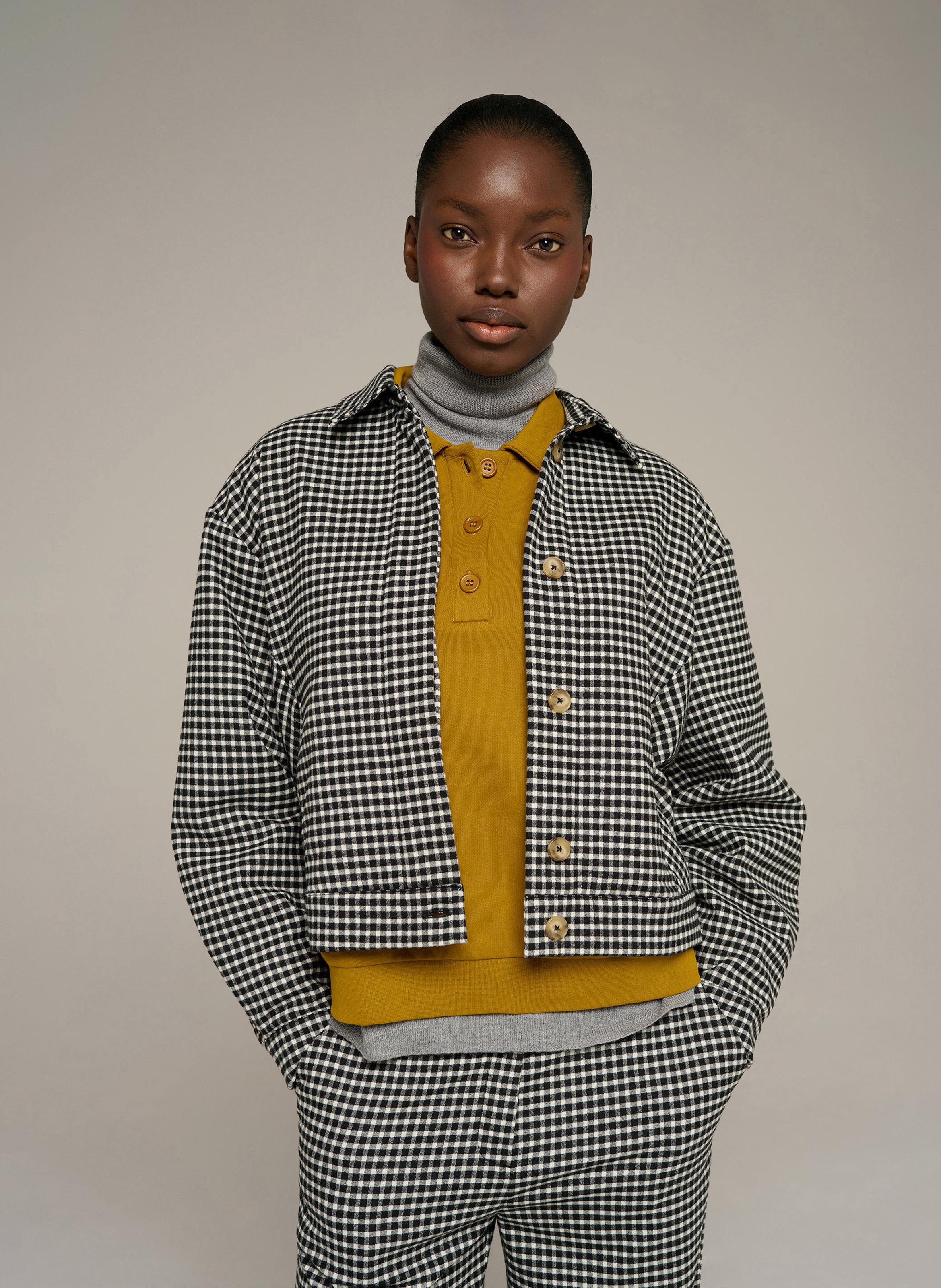 Veste droite boutonnée à motifs COTELAC ACOTE Noir