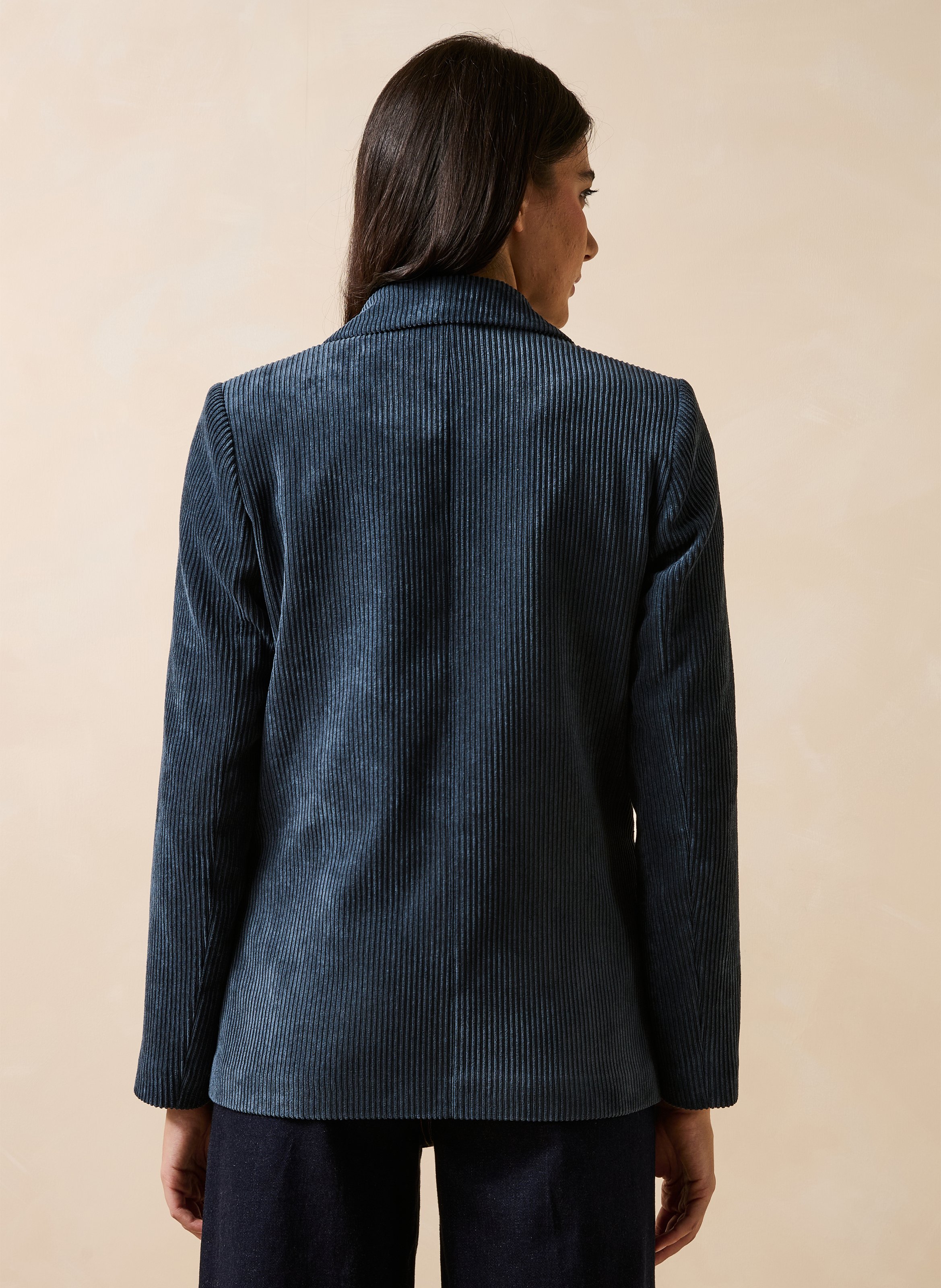 Straight corduroy tailored jacket LA FEE MARABOUTEE Blue