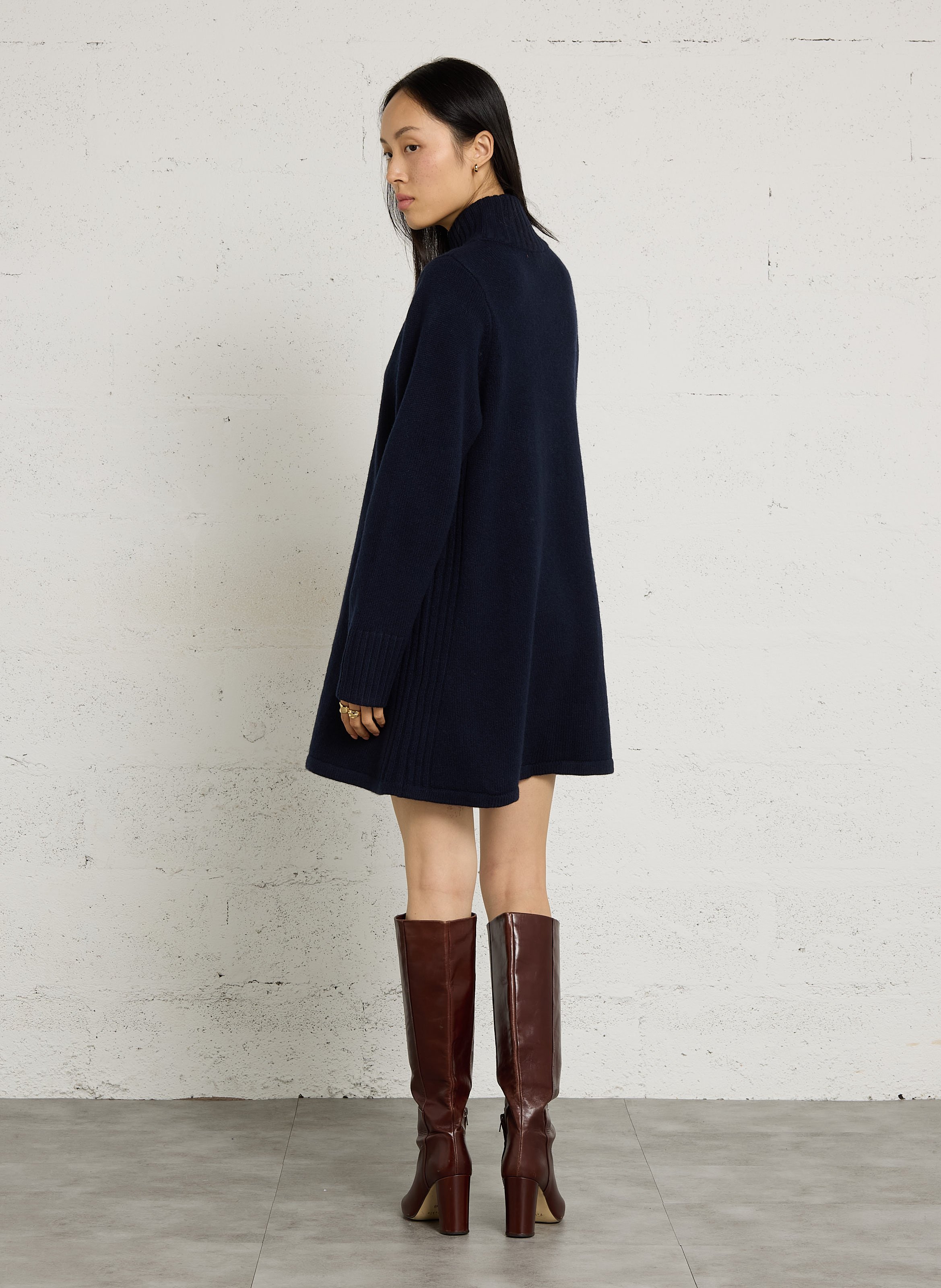 Wollen trui-jurk met opstaande kraag PETITE MENDIGOTE Blauw