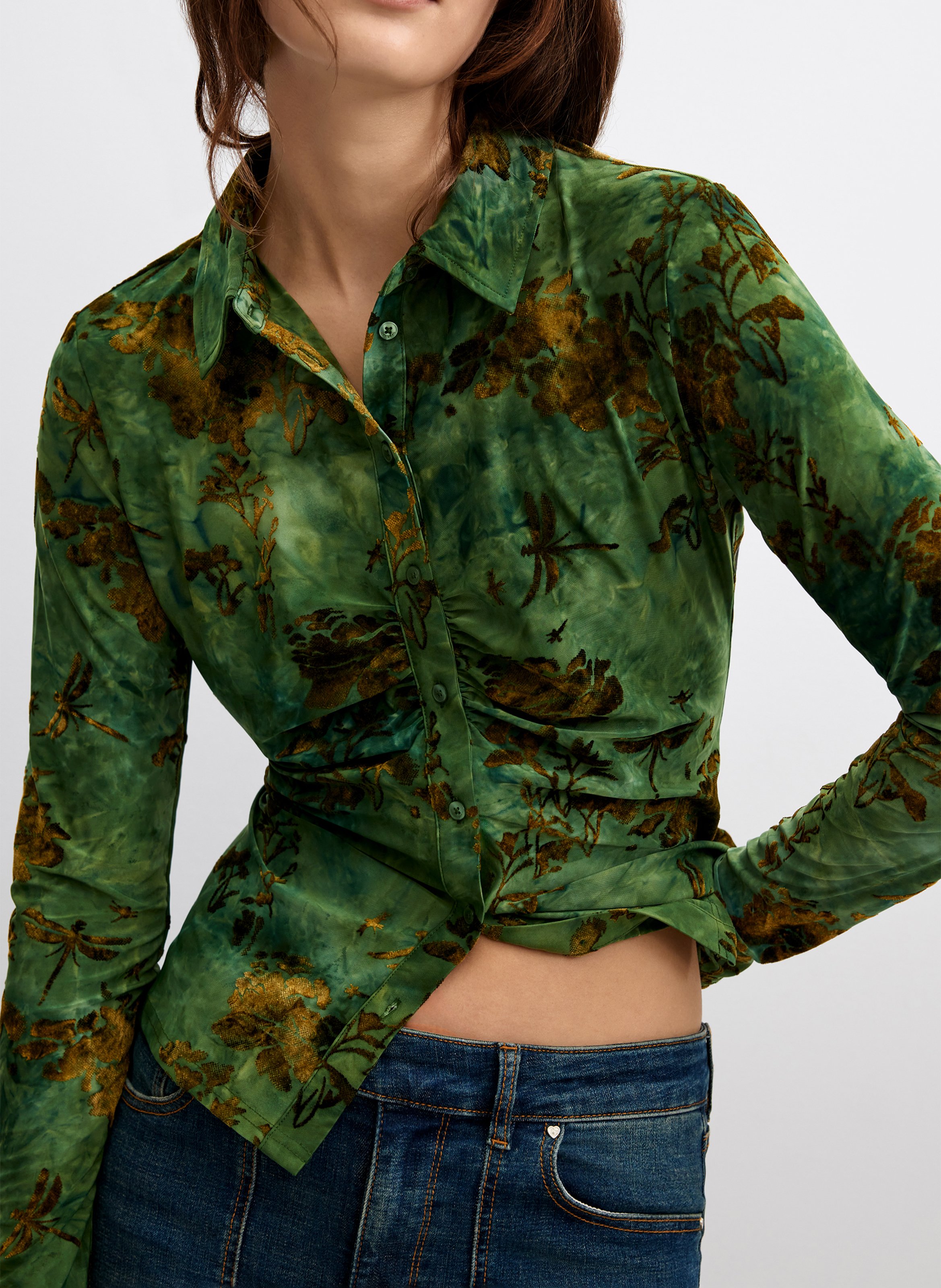 Printed straight shirt DESIGUAL Green
