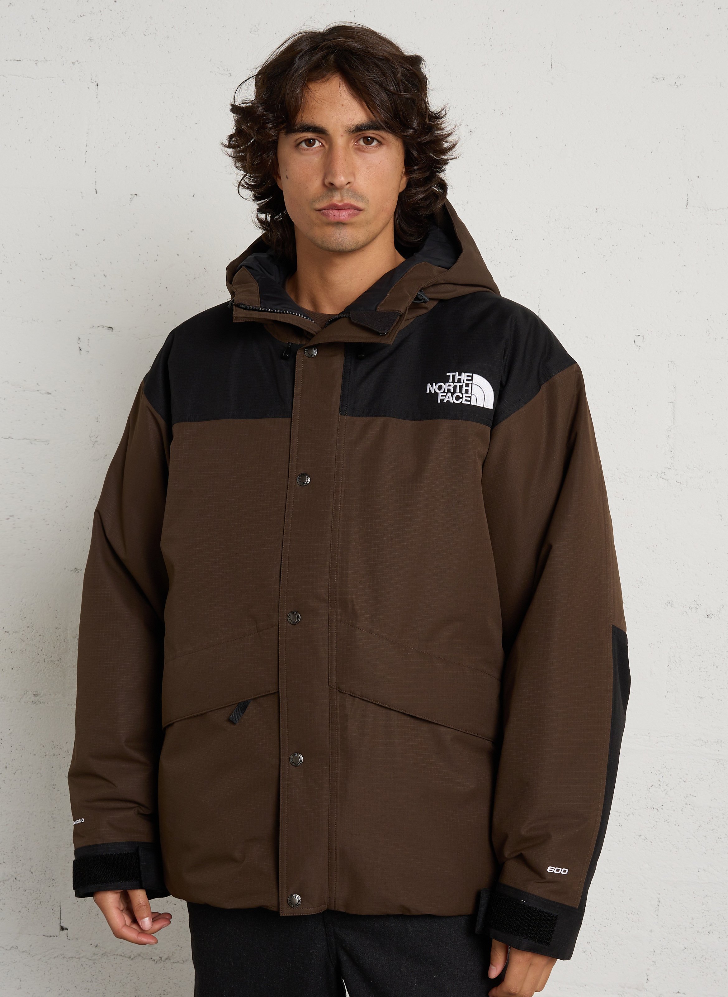 Veste droite col montant matelassée à capuche THE NORTH FACE Marron