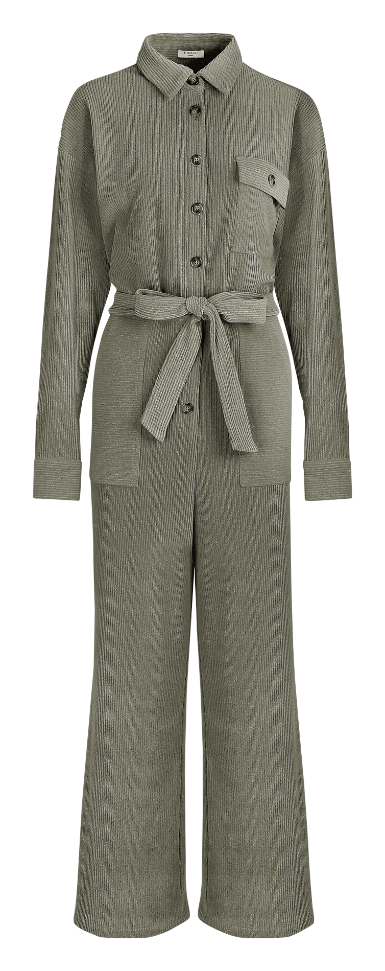 Ribbed Jumpsuit With Classic Collar Sauge Frnch Women Place des