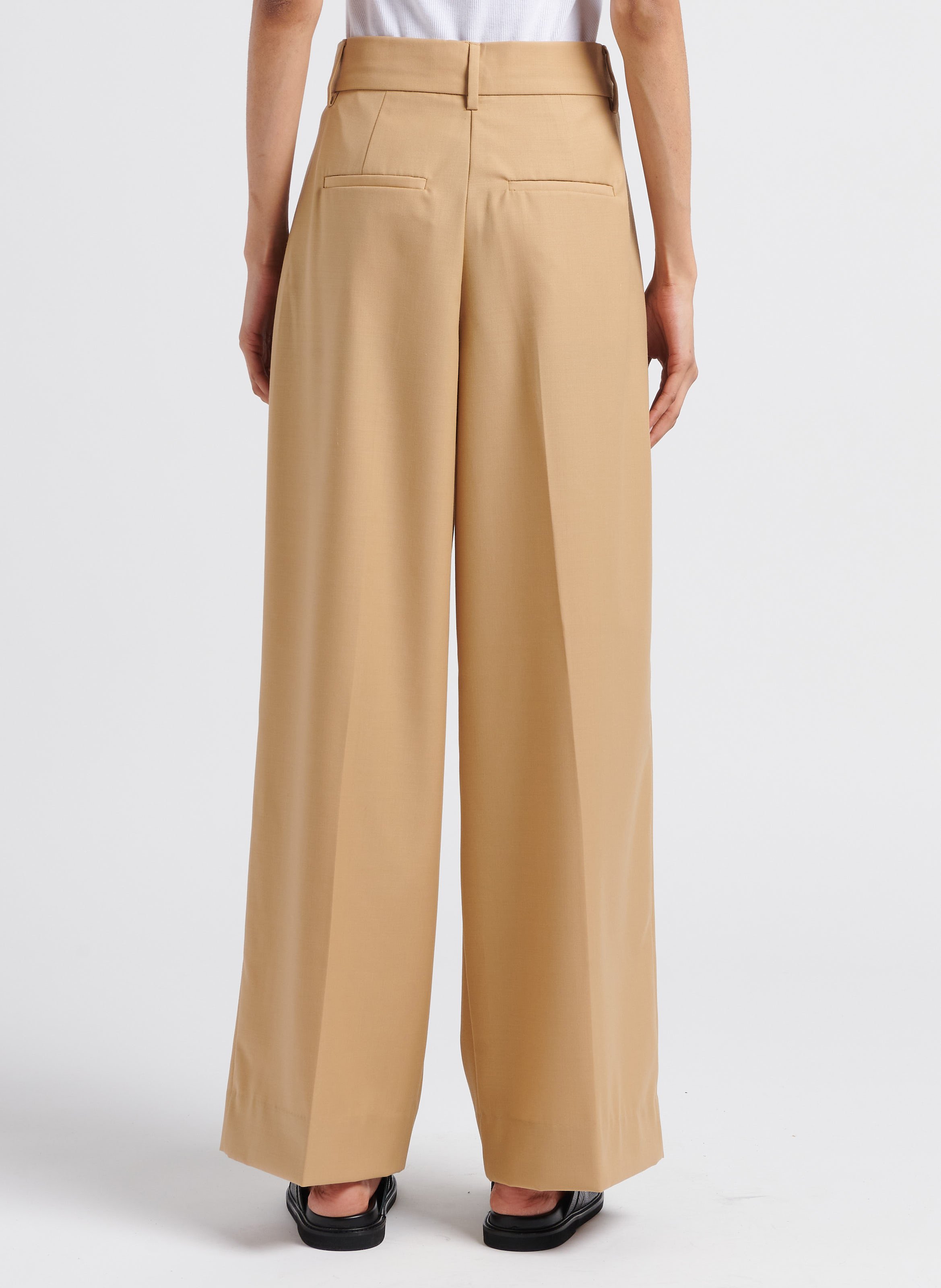 Wijde bandplooibroek SECOND FEMALE Beige