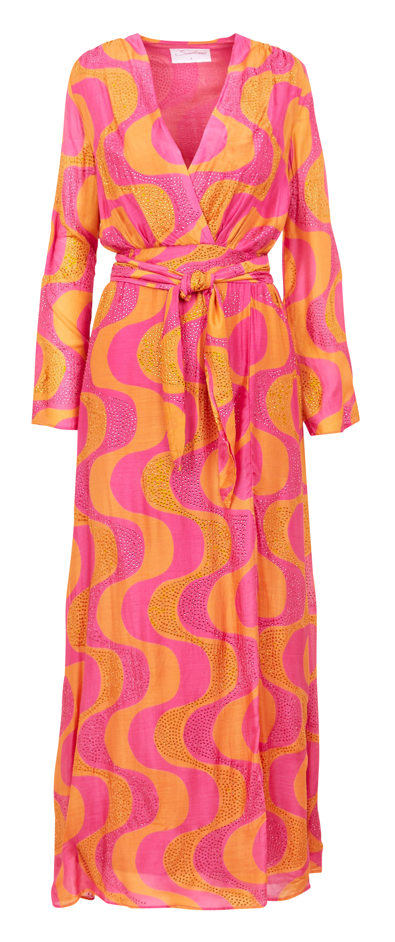 Robe longue col V à strass SUNDRESS Orange