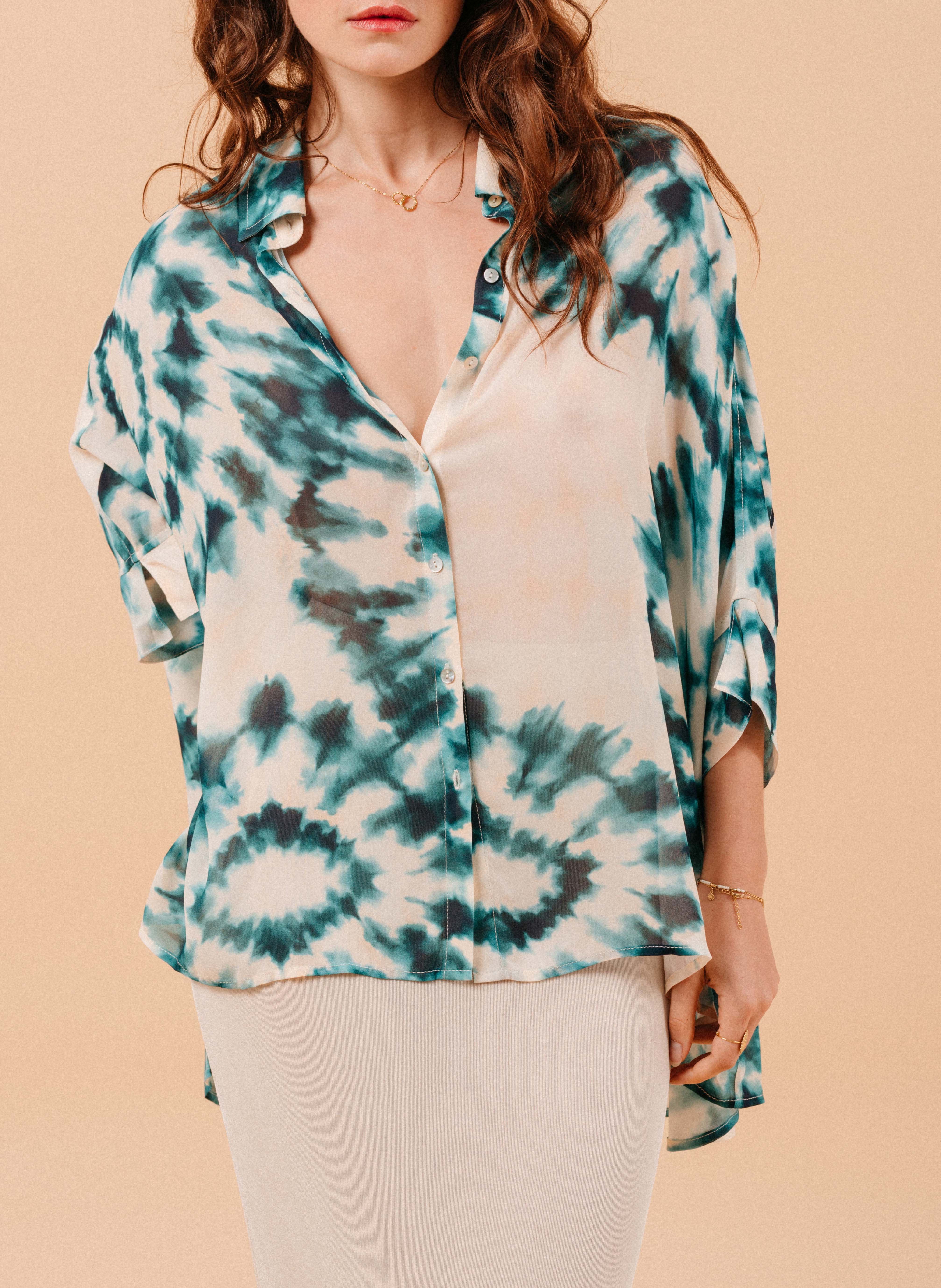 Chemise fluide col classique imprimée  GRACE ET MILA Vert