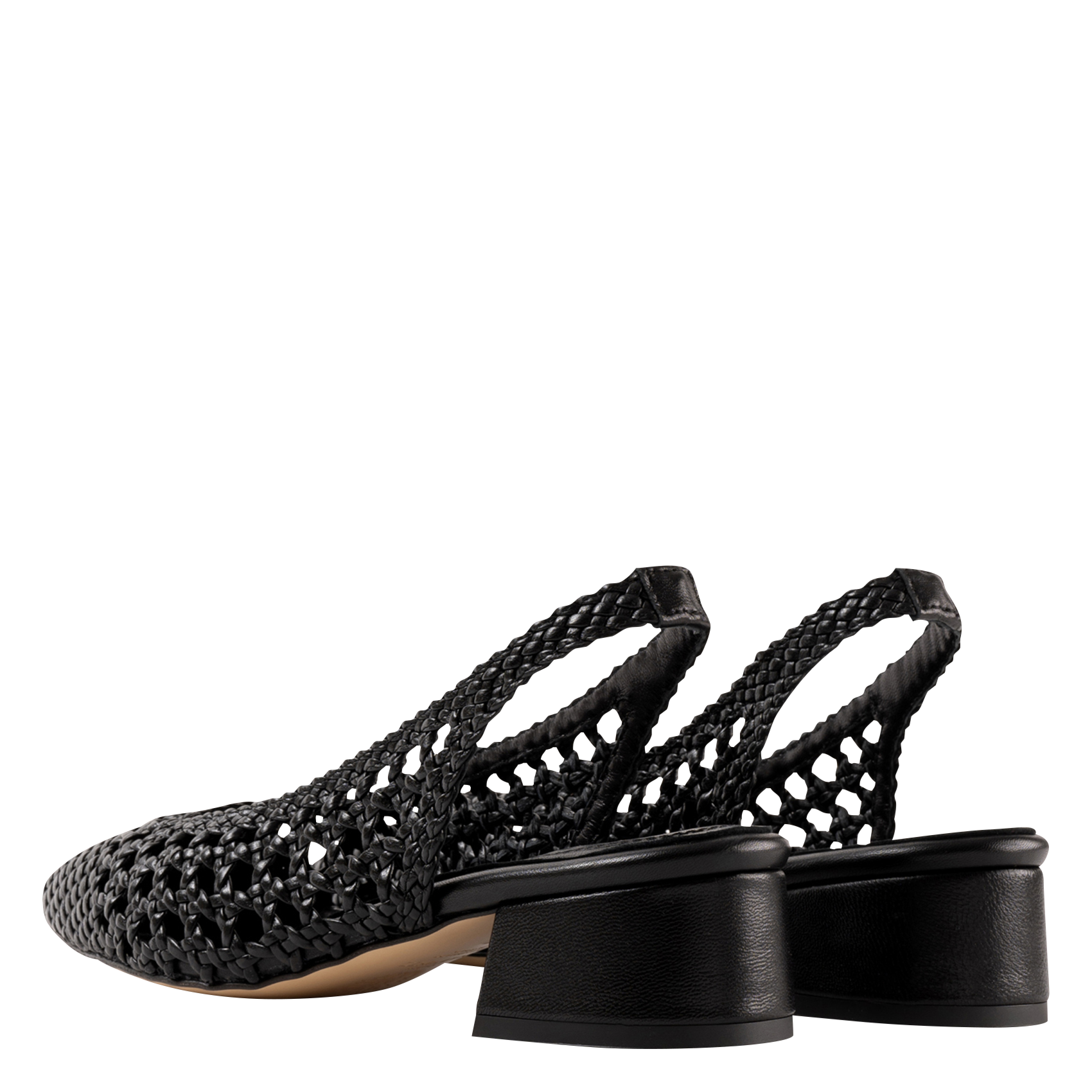 Sandales à talons en cuir tressé SOULIER MARTINEZ Noir