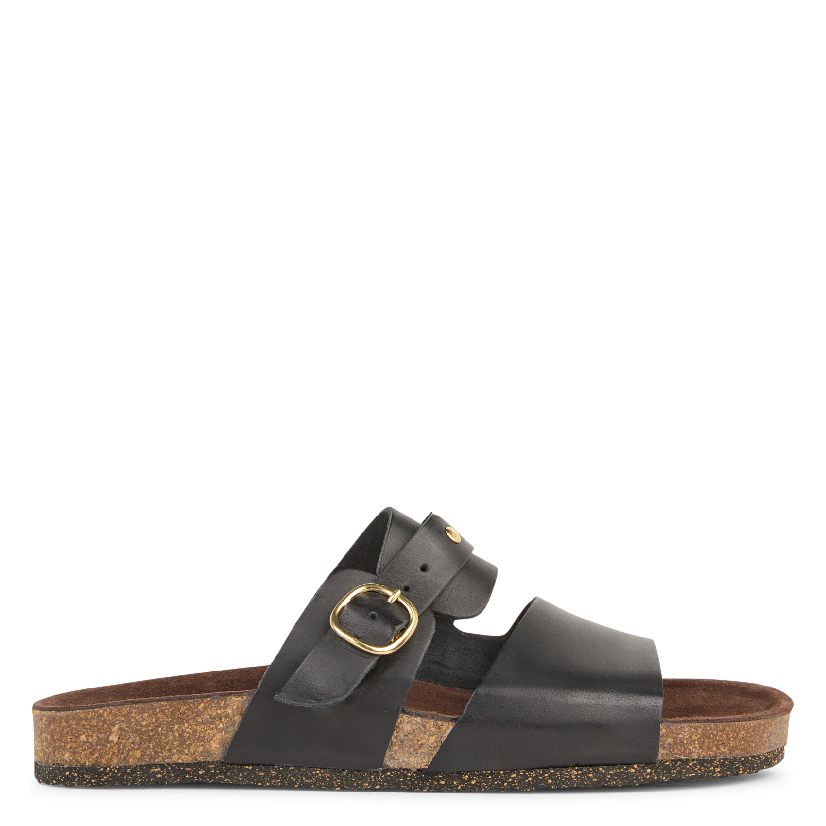 Aouda flat leather sandals BOSABO Black
