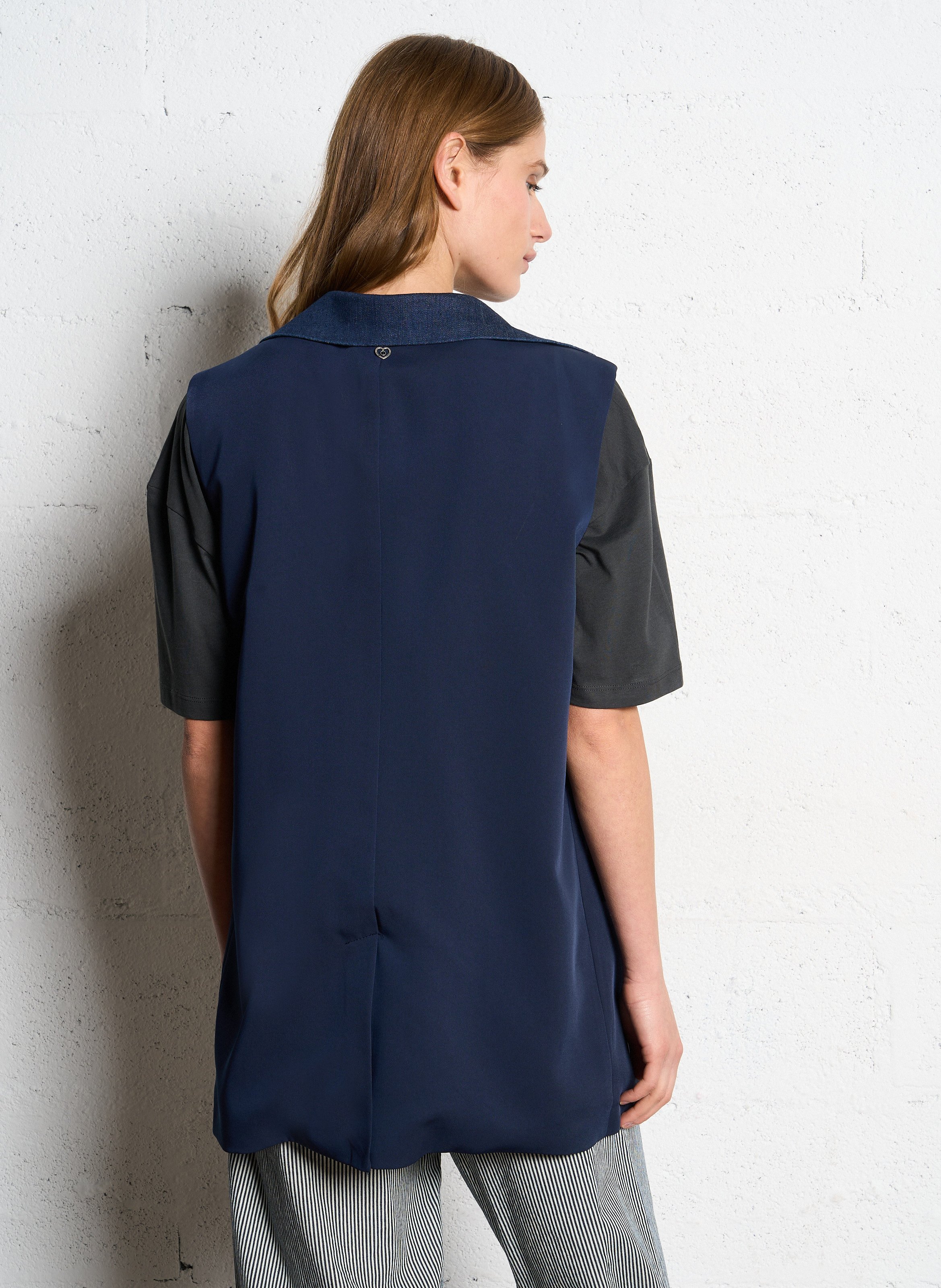 Langer Blazerkragen aus Denim PLEASE Blau