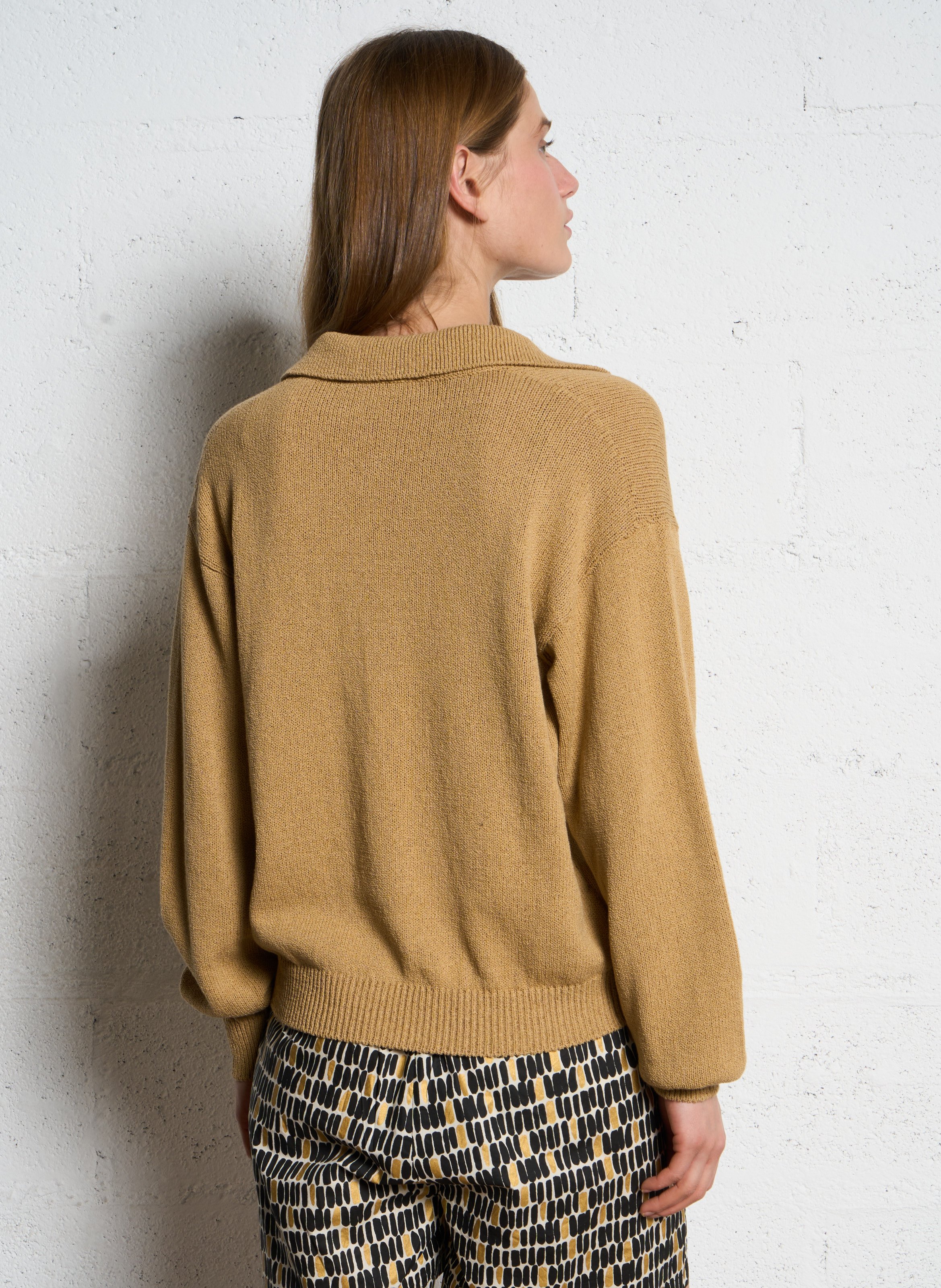 Polo en coton et lin mélangés POMANDERE Beige