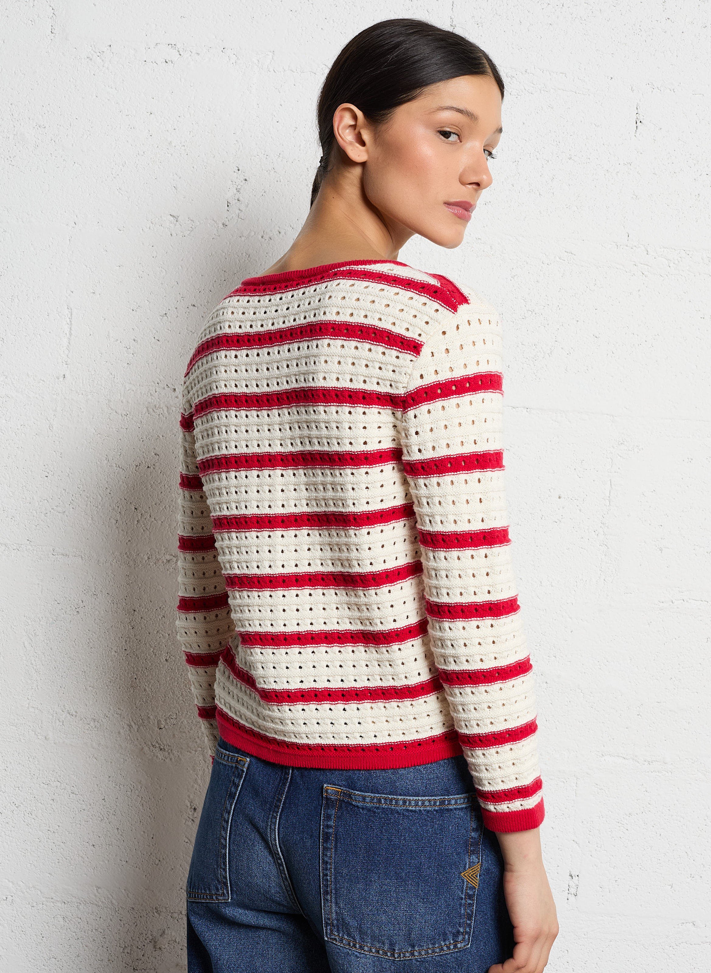 Straight round-neck cotton cardigan SOPHIE+LUCIE Red