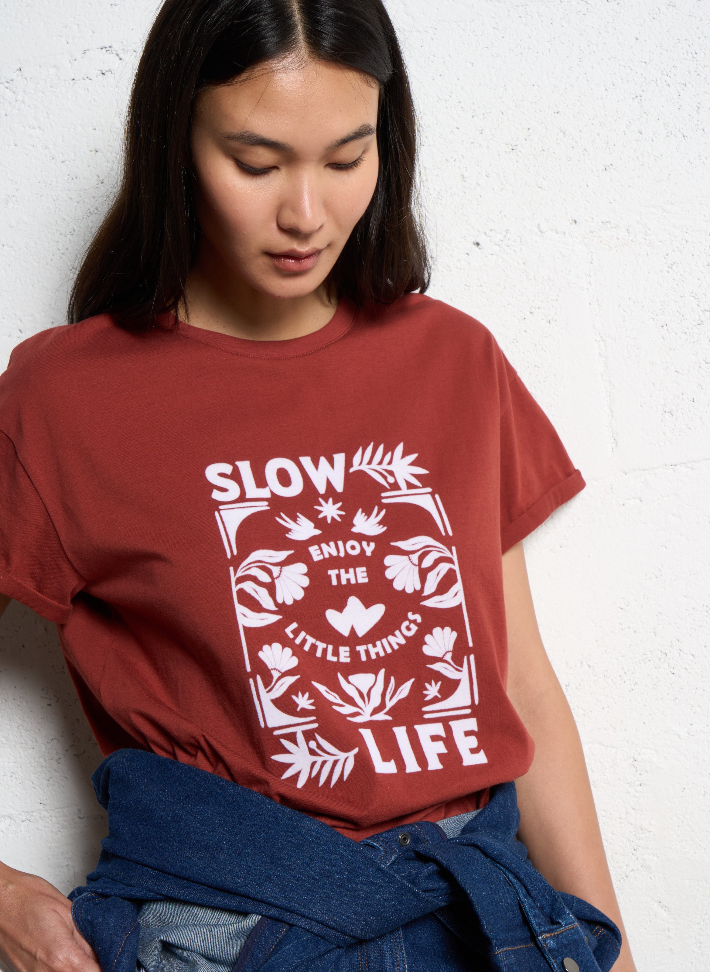 Straight cotton T-shirt I CODE Red