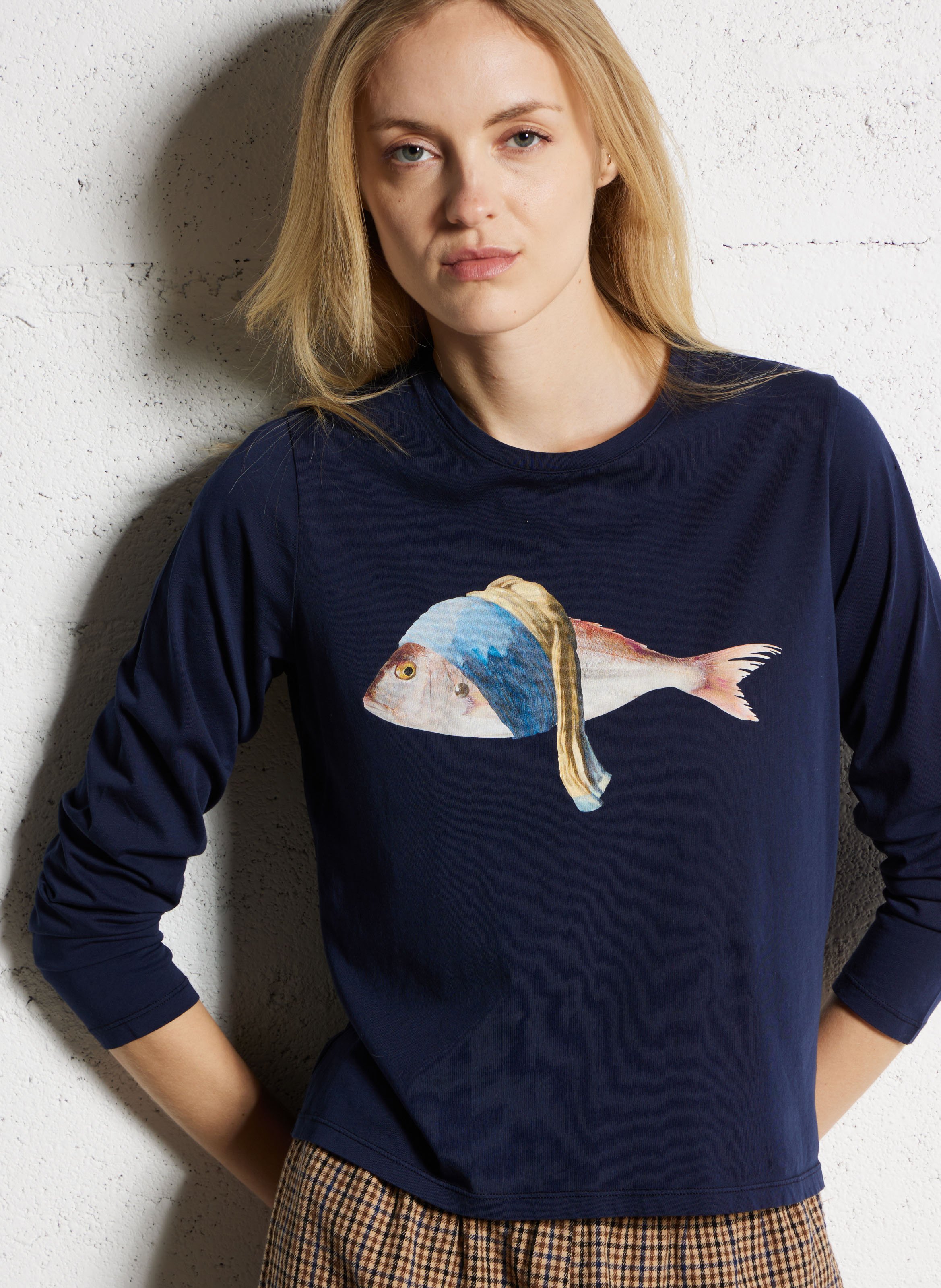 Tee-shirt manches longues sérigraphié NICE THINGS Bleu