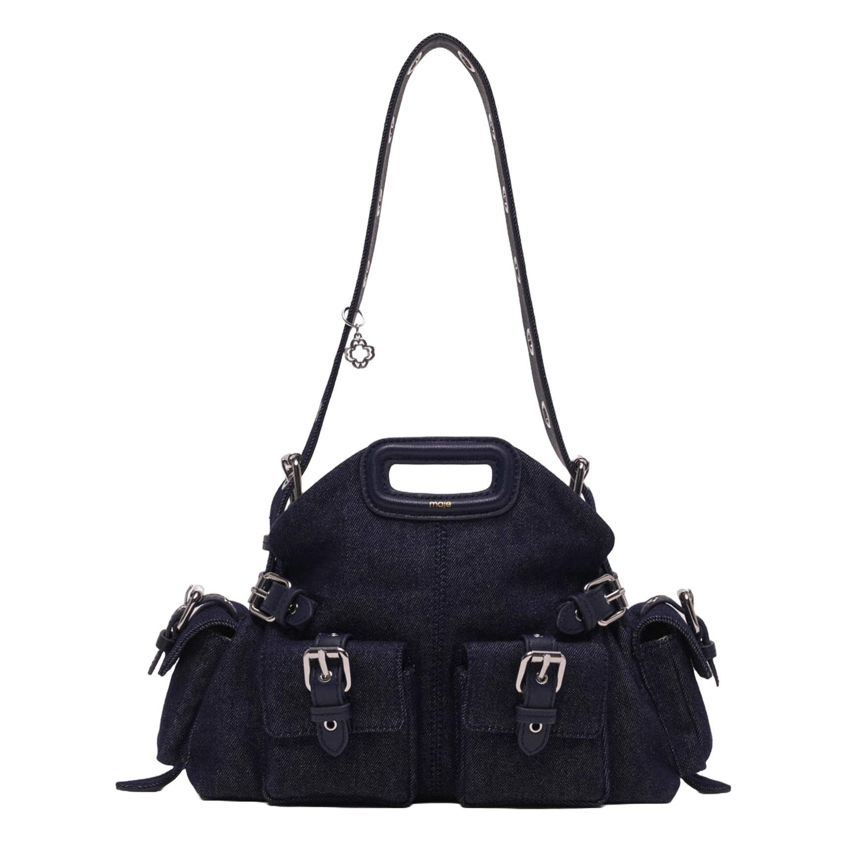 Denim crossbody bag with pockets MAJE Blue