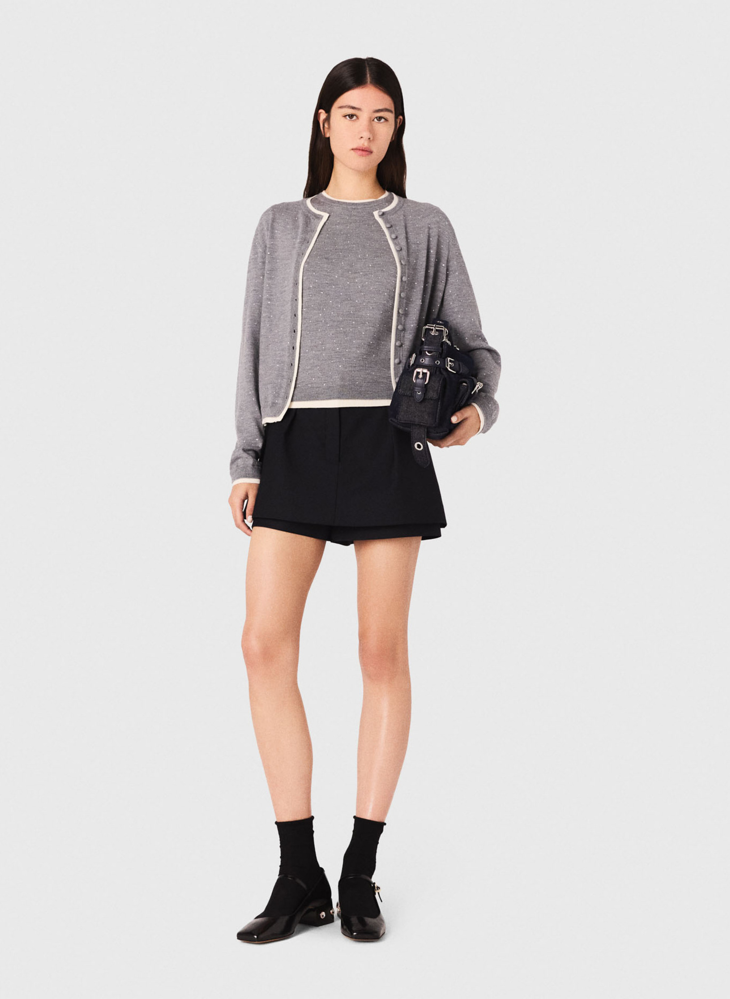 Rechte cardigan van gemengde wol MAJE Grijs