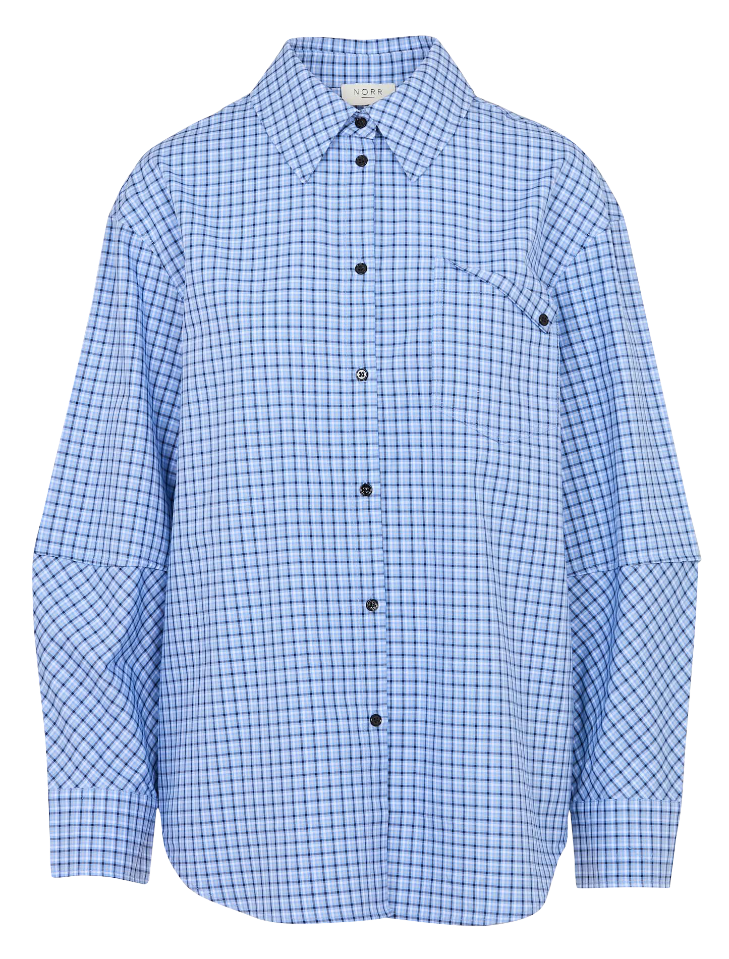 Oversized button-up checkered shirt NORR Blue