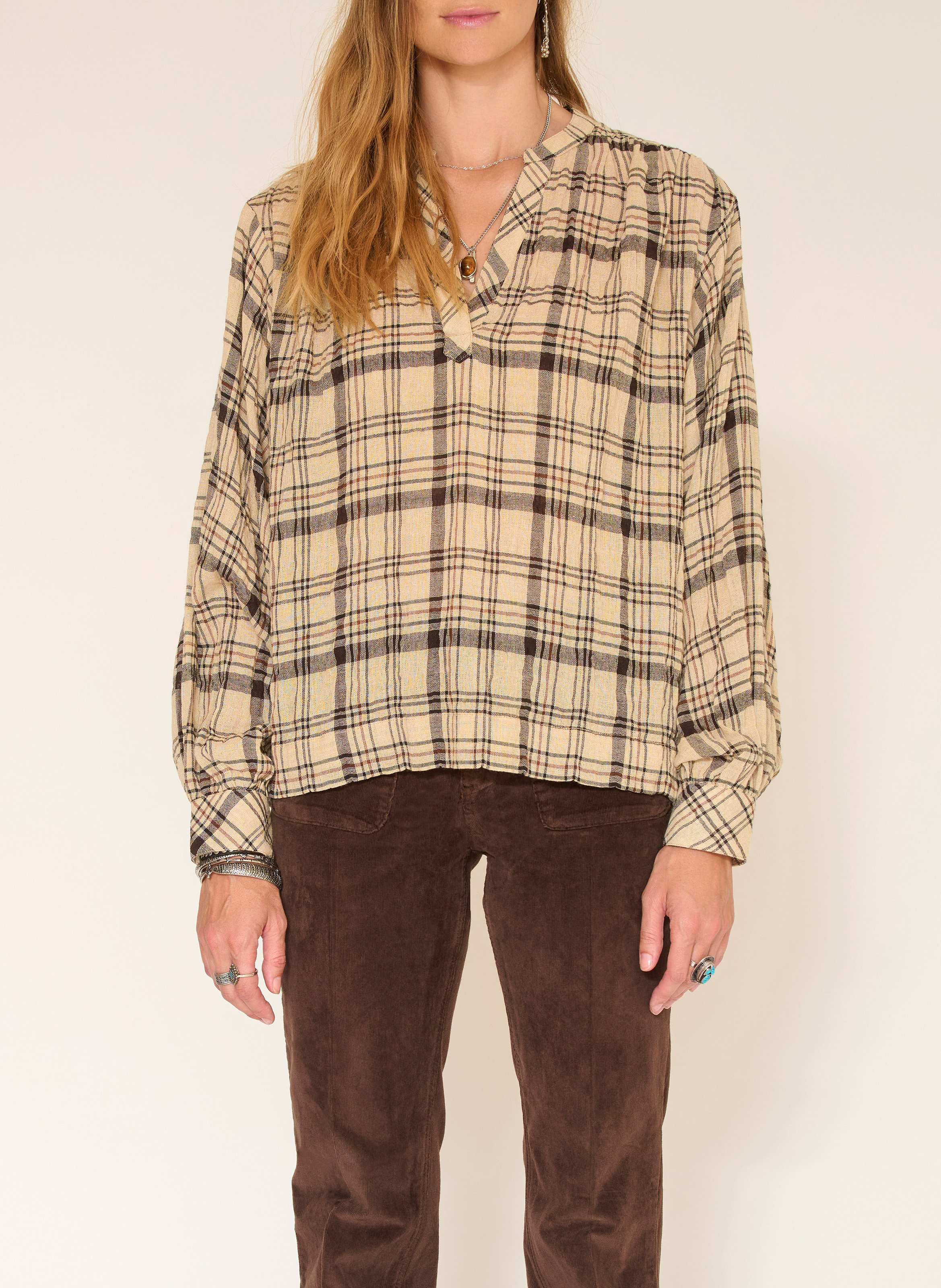 Blouse col V  MKT Beige