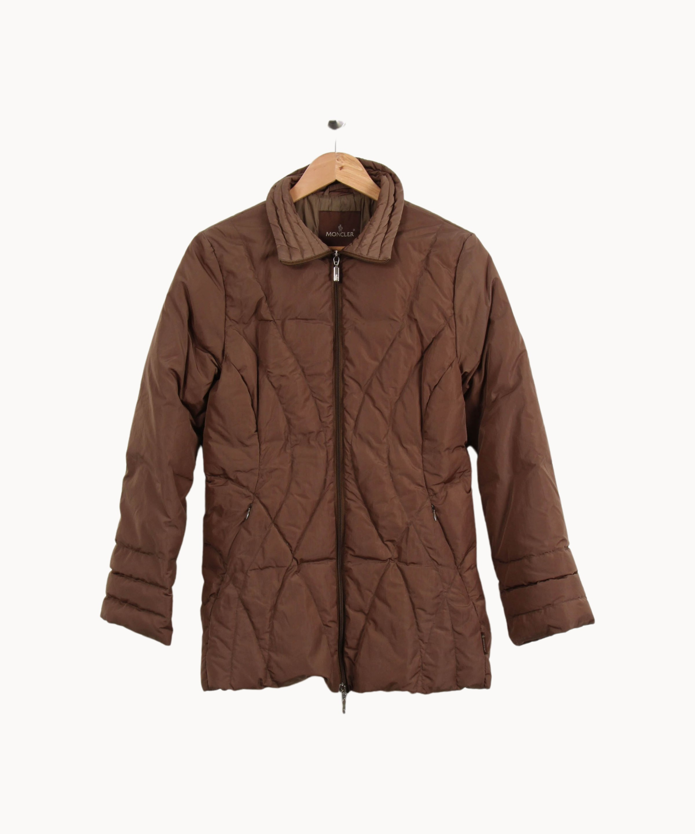 Lightweight quilted padded jacket with high neck MONCLER - Seconde Main Brown