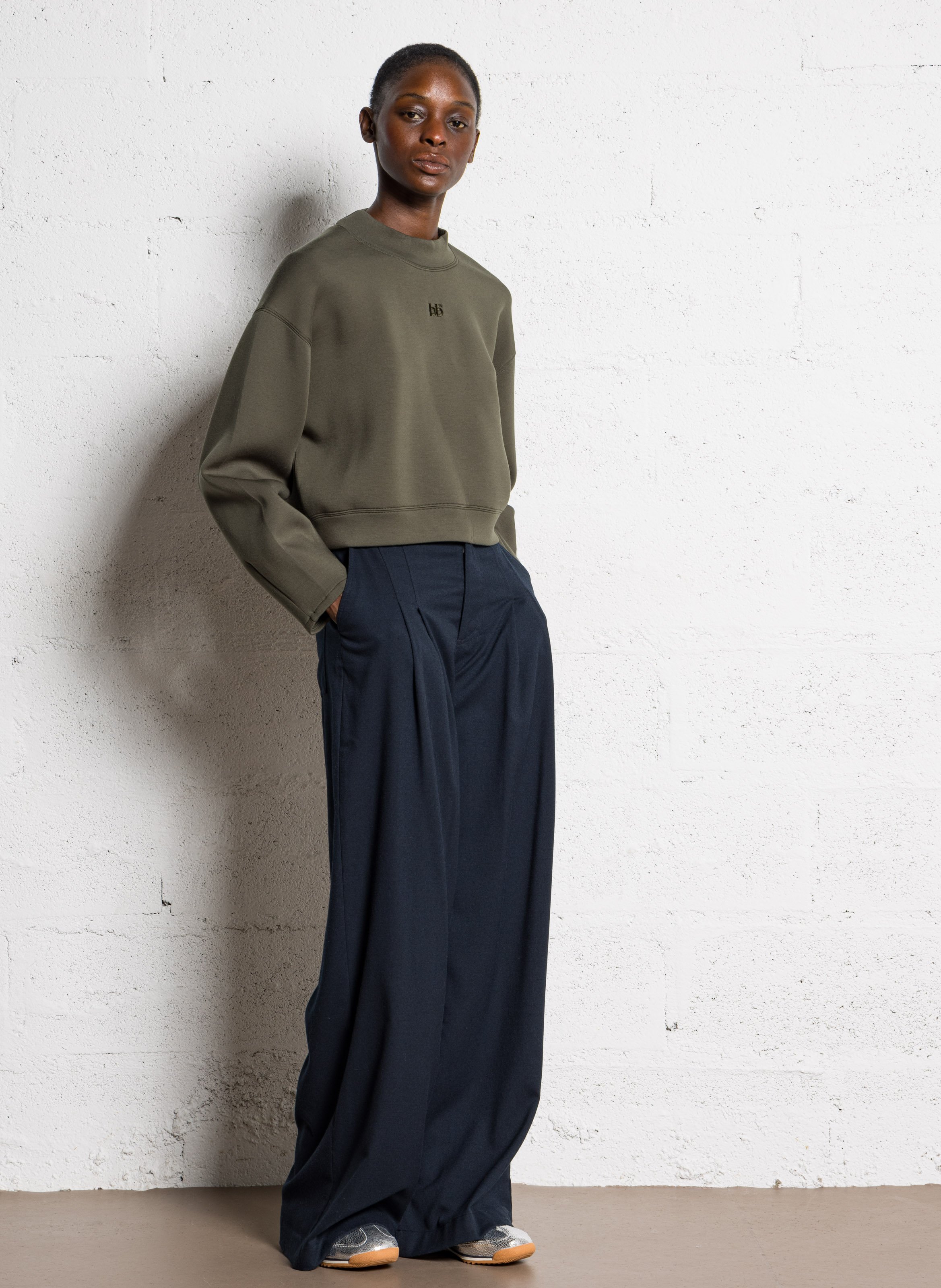 Bandplooibroek met hoge taille BELLEROSE Blauw