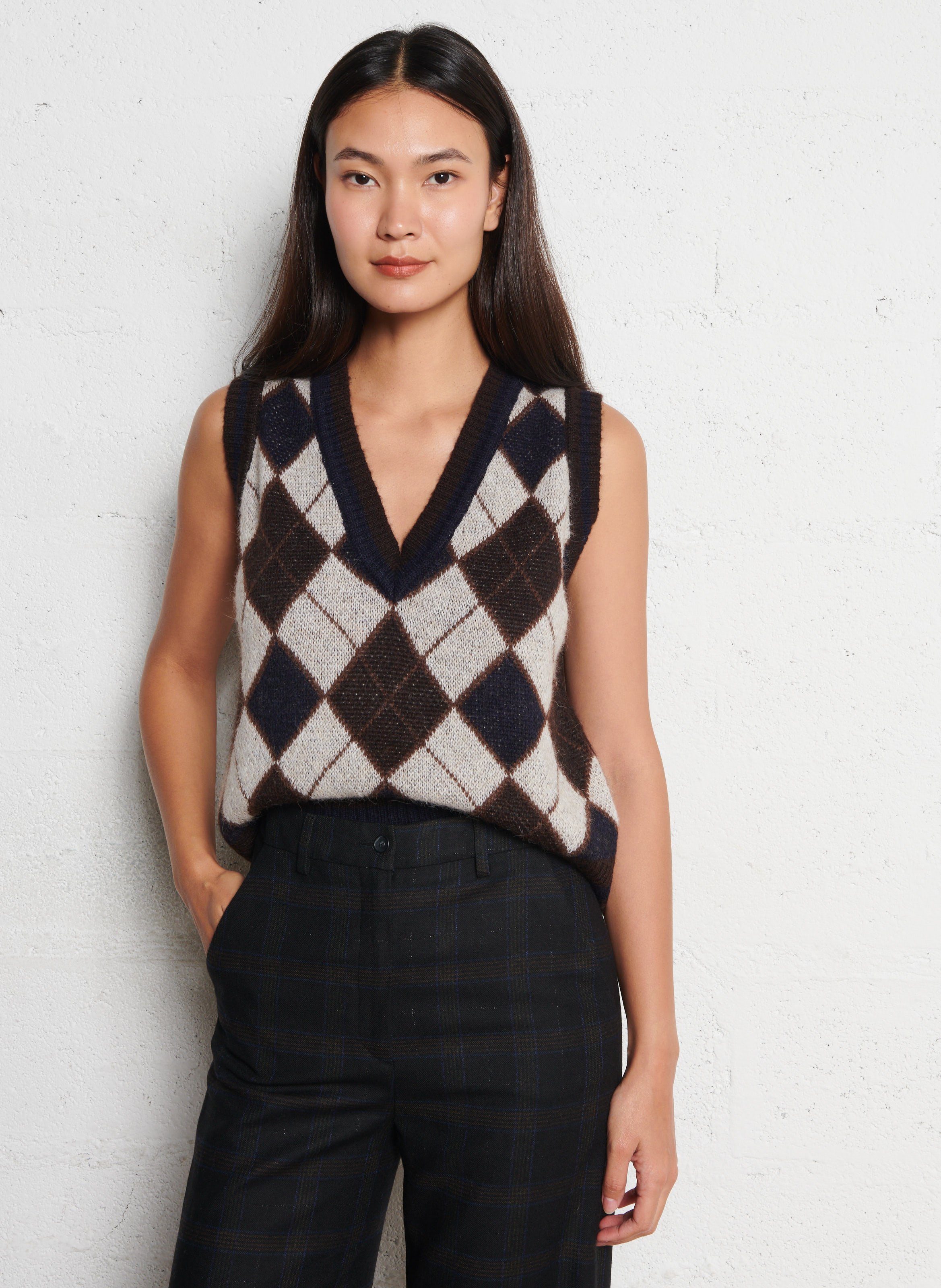 Pull oversize col V  DIEGA Bleu