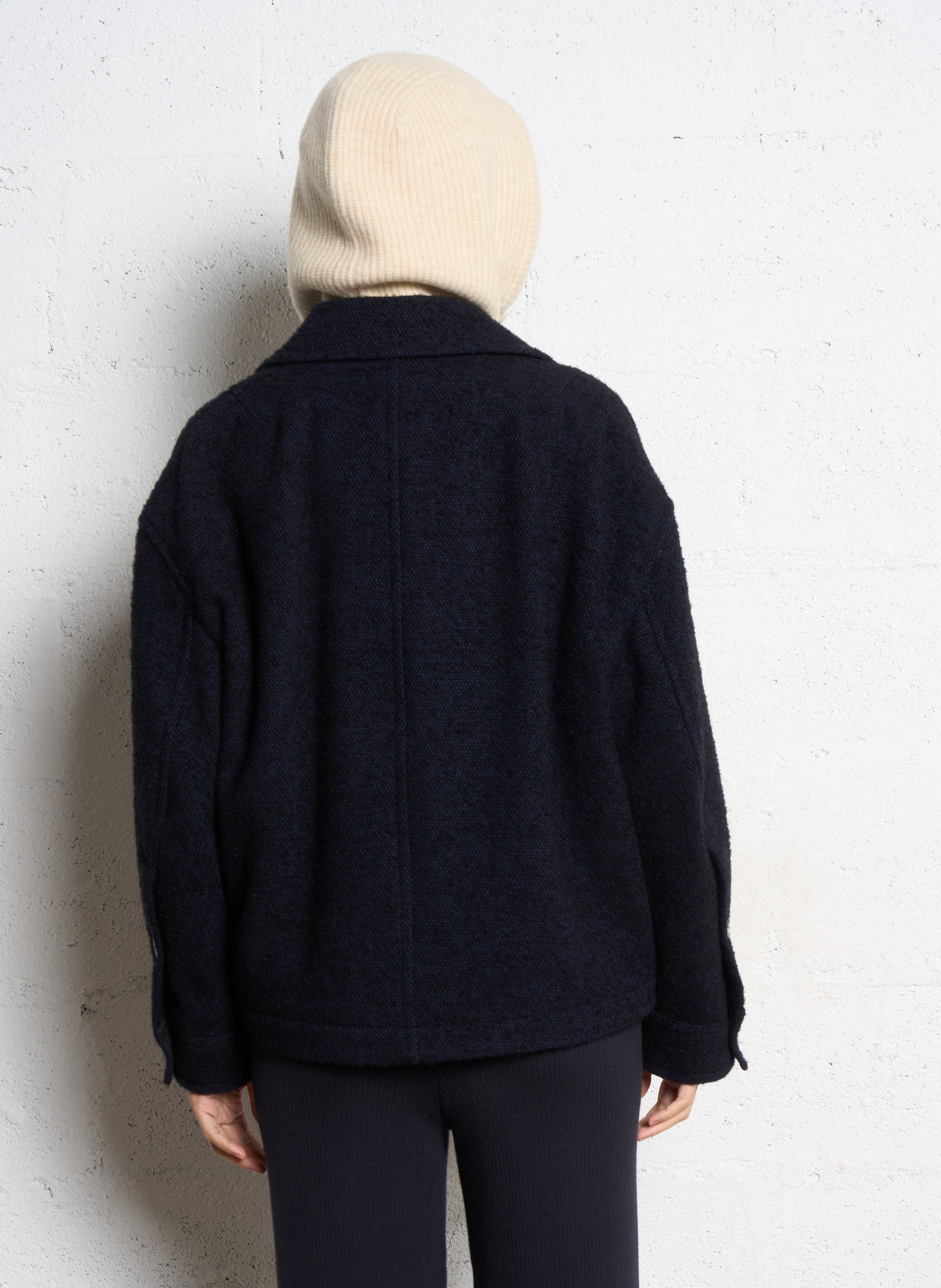 Veste oversize col classique en laine mélangée POMANDERE Bleu