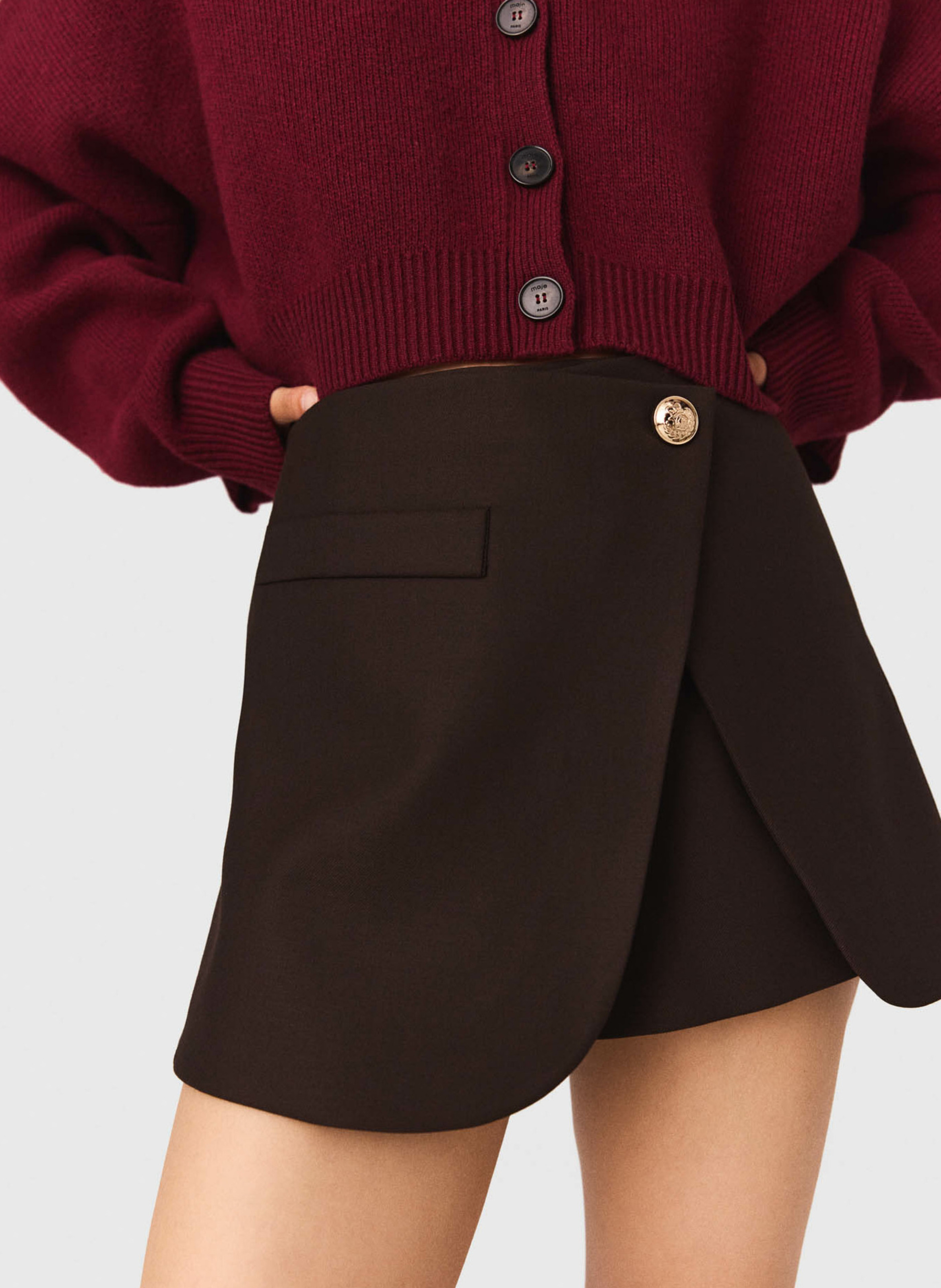 Mini jupe short  MAJE Marron