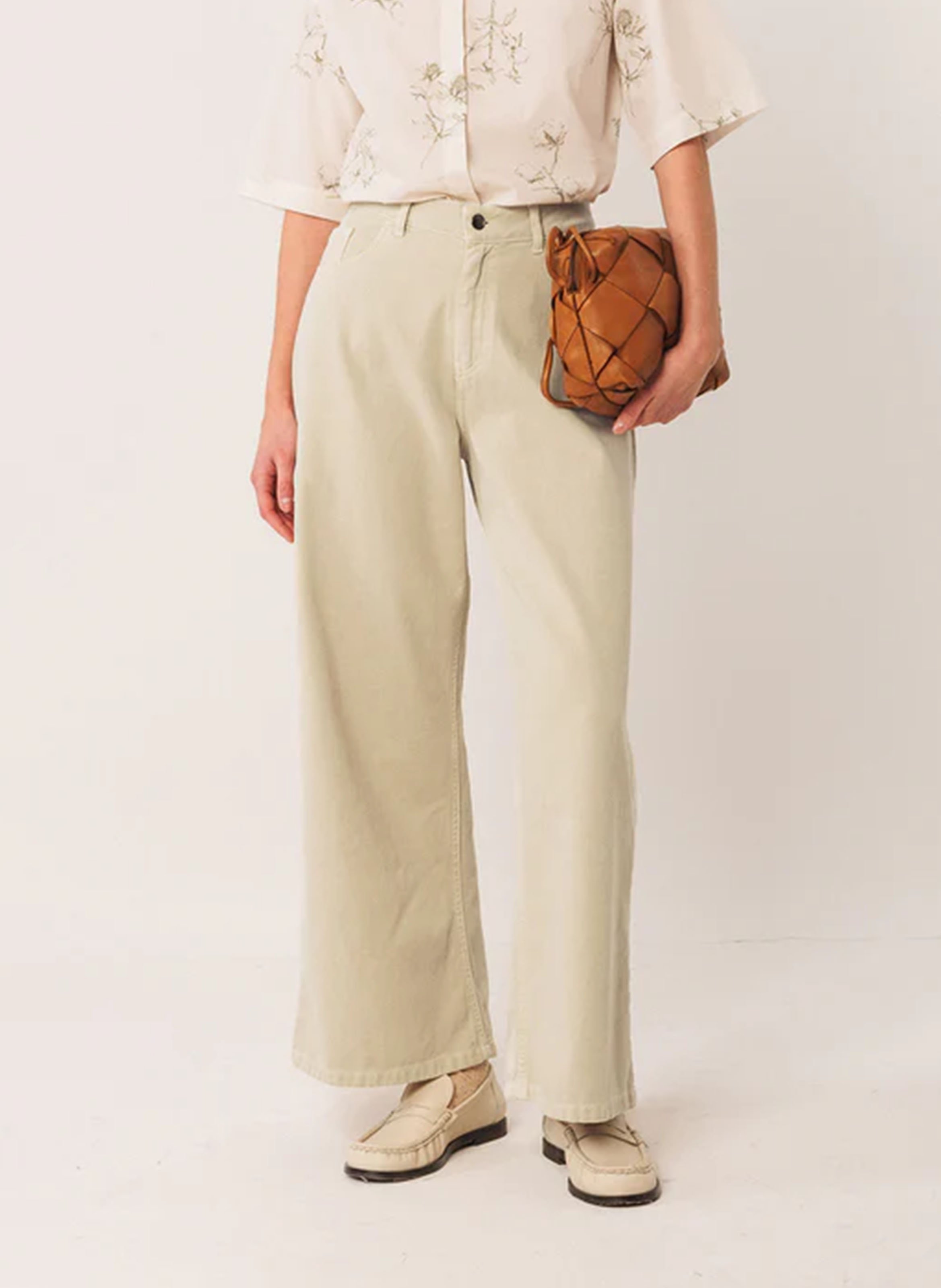 Jean flare en coton INDI & COLD Beige