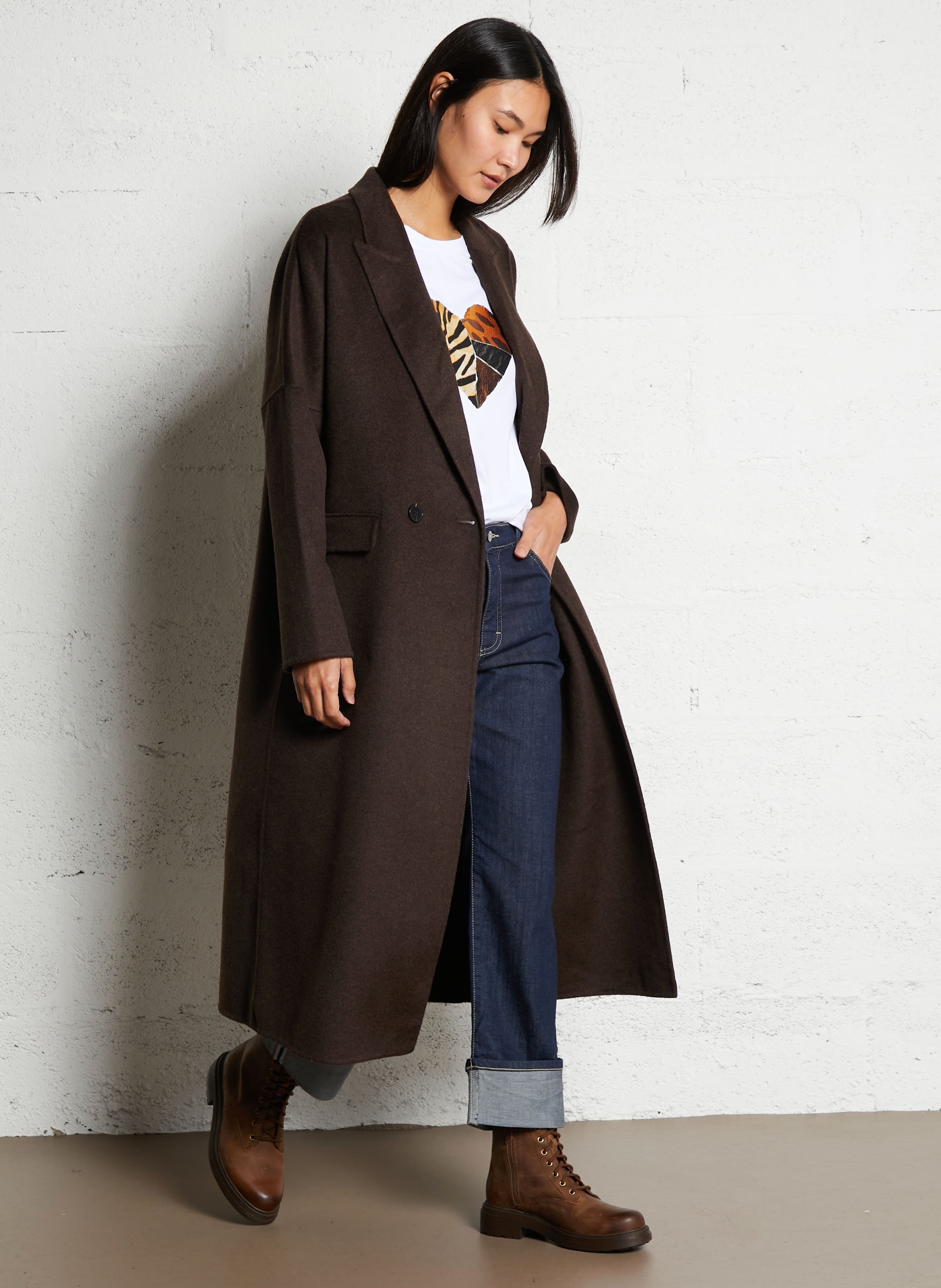 Langer einfarbiger Blazer IKKS Braun