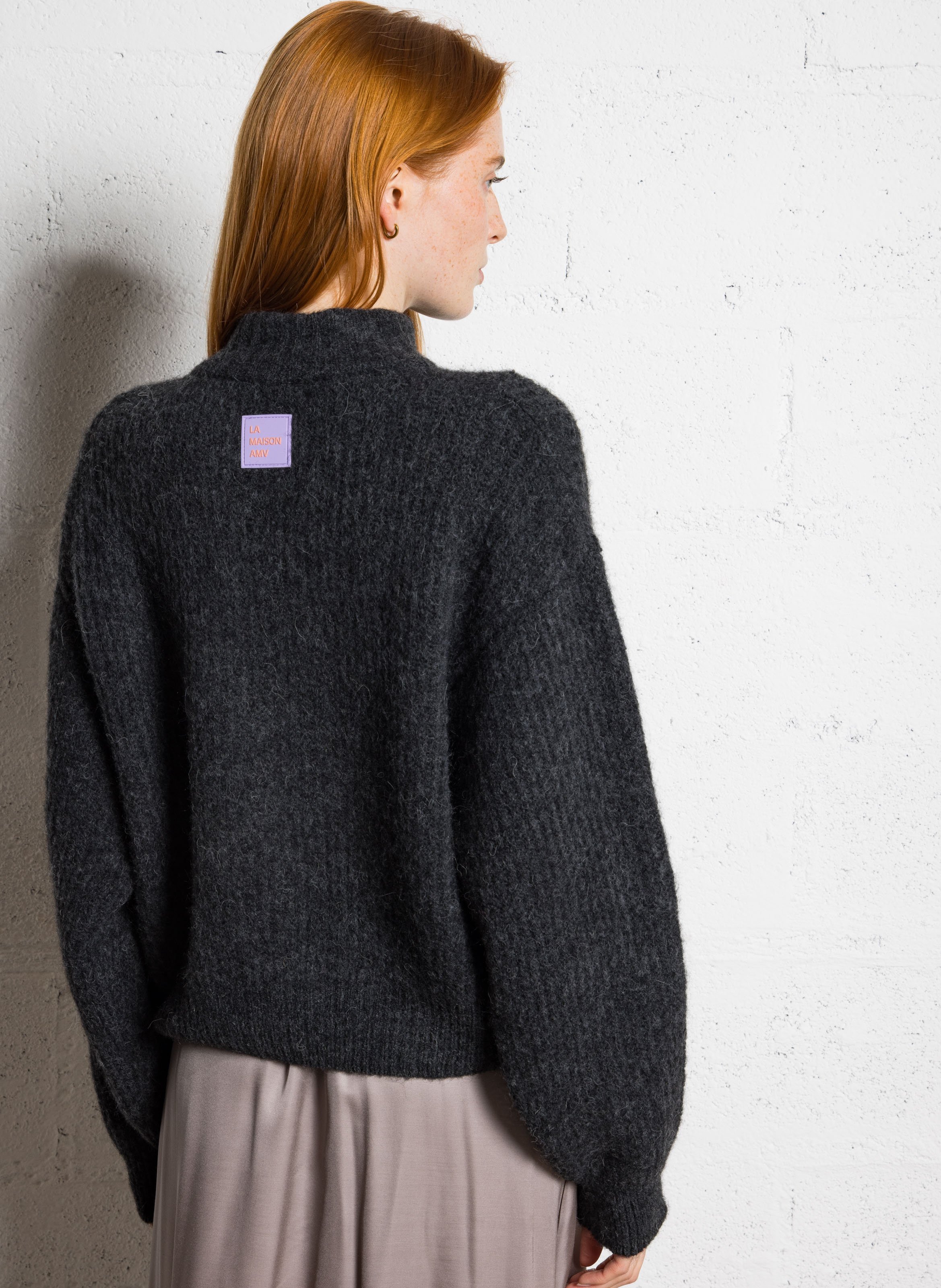 Oversized high neck knitted vest AMERICAN VINTAGE Grey