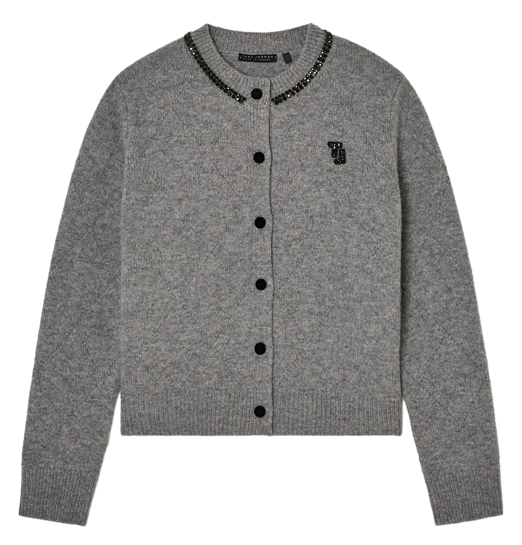 Recht, wollen vest met ronde hals TARA JARMON Grijs