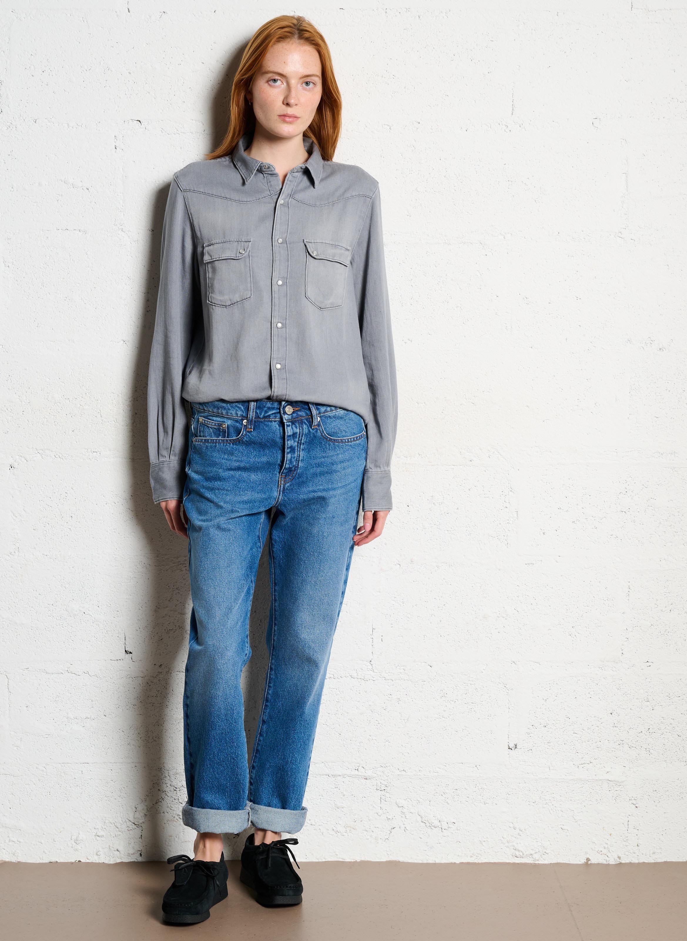 Blouse met klassieke kraag ACQUAVERDE Grijs