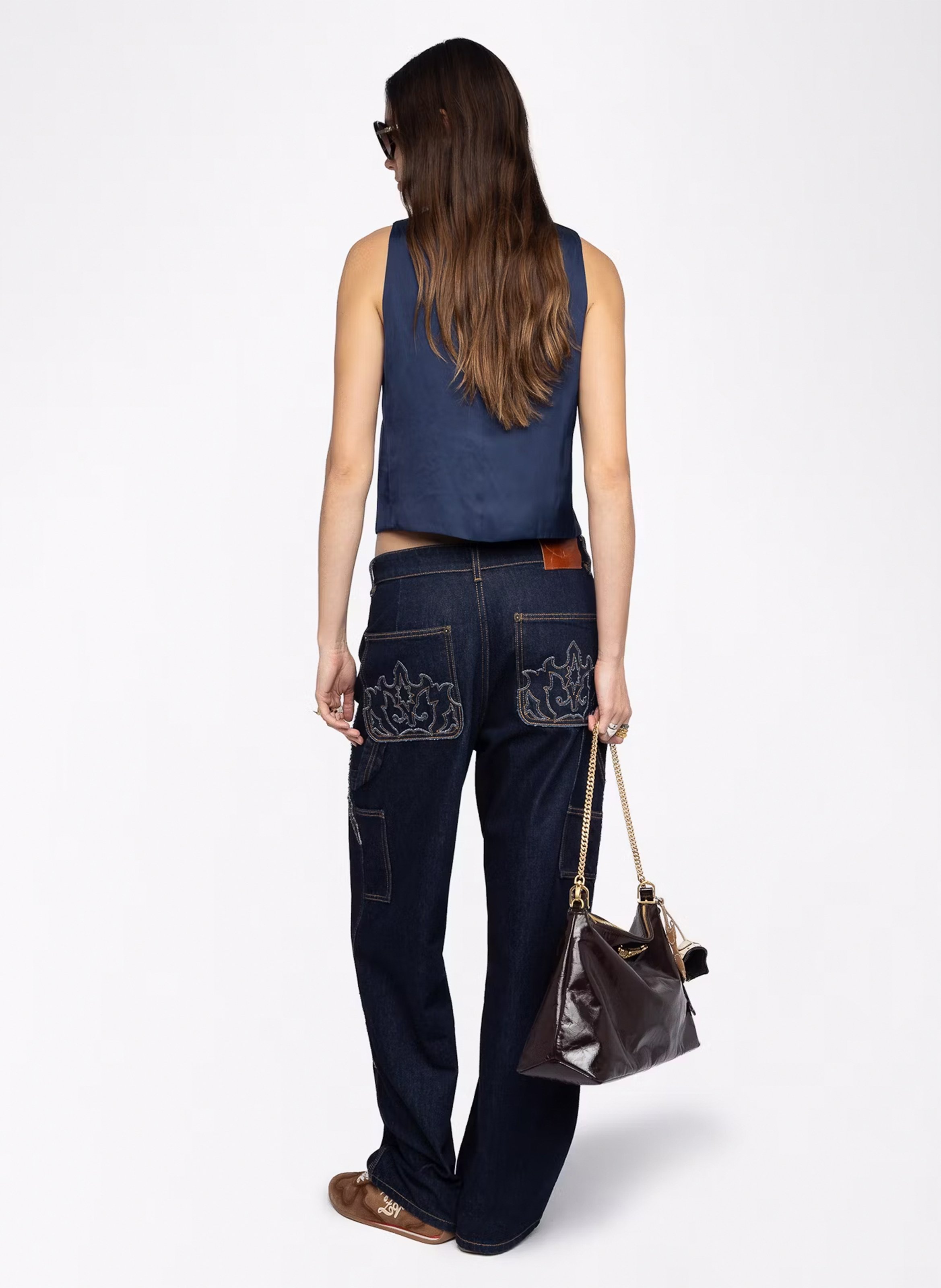 Sakko-Weste mit V-Ausschnitt aus Satin ZADIG&VOLTAIRE Blau