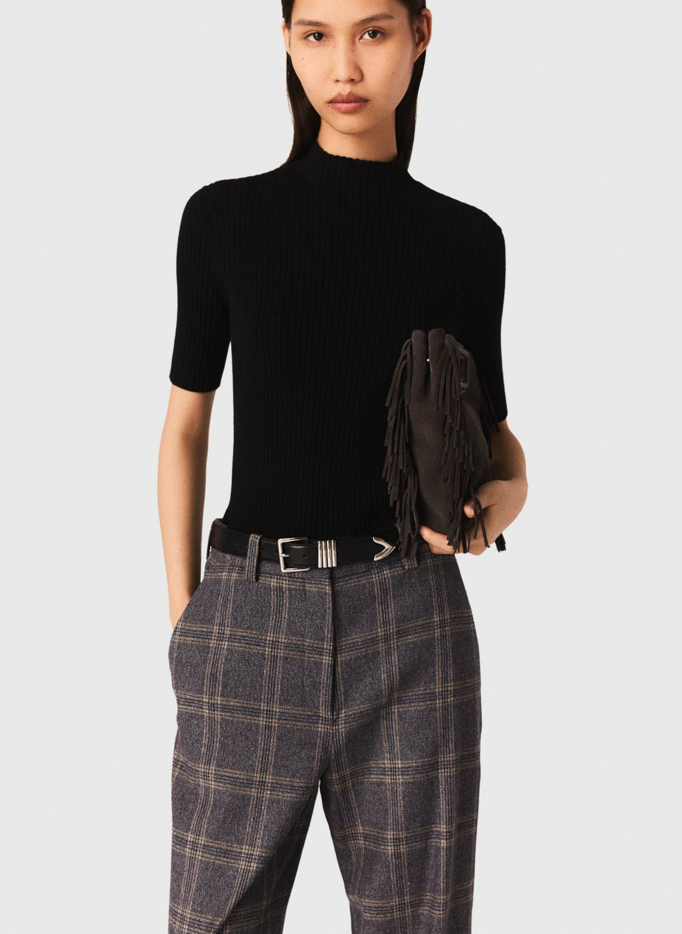 Pull col montant en coton mélangé MAJE Noir