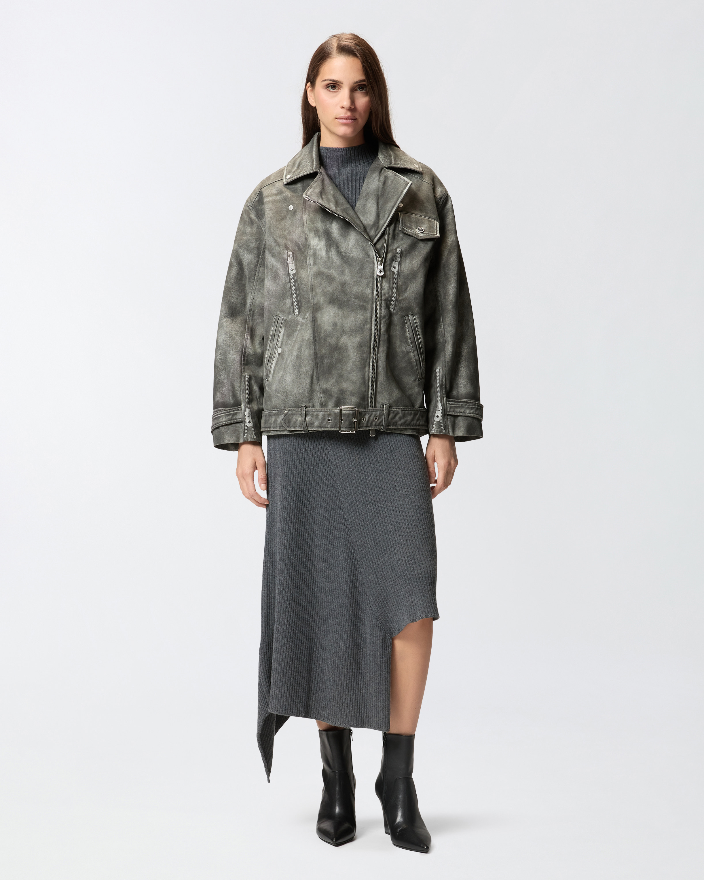 Jacket with faux leather trompe-l’œil print PINKO Black