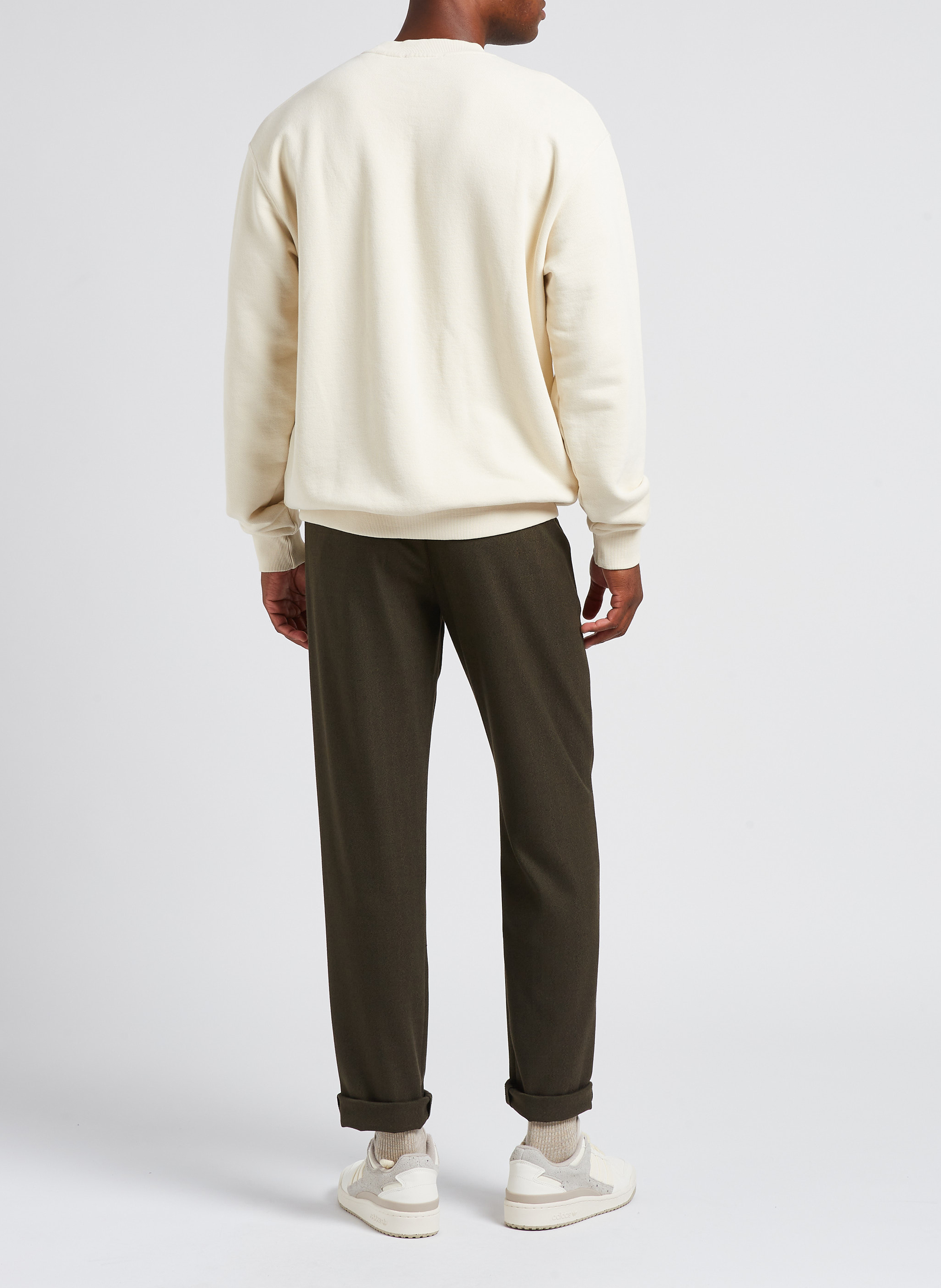 Katoenen sweater met ronde hals en zeefdruk LES DEUX Beige