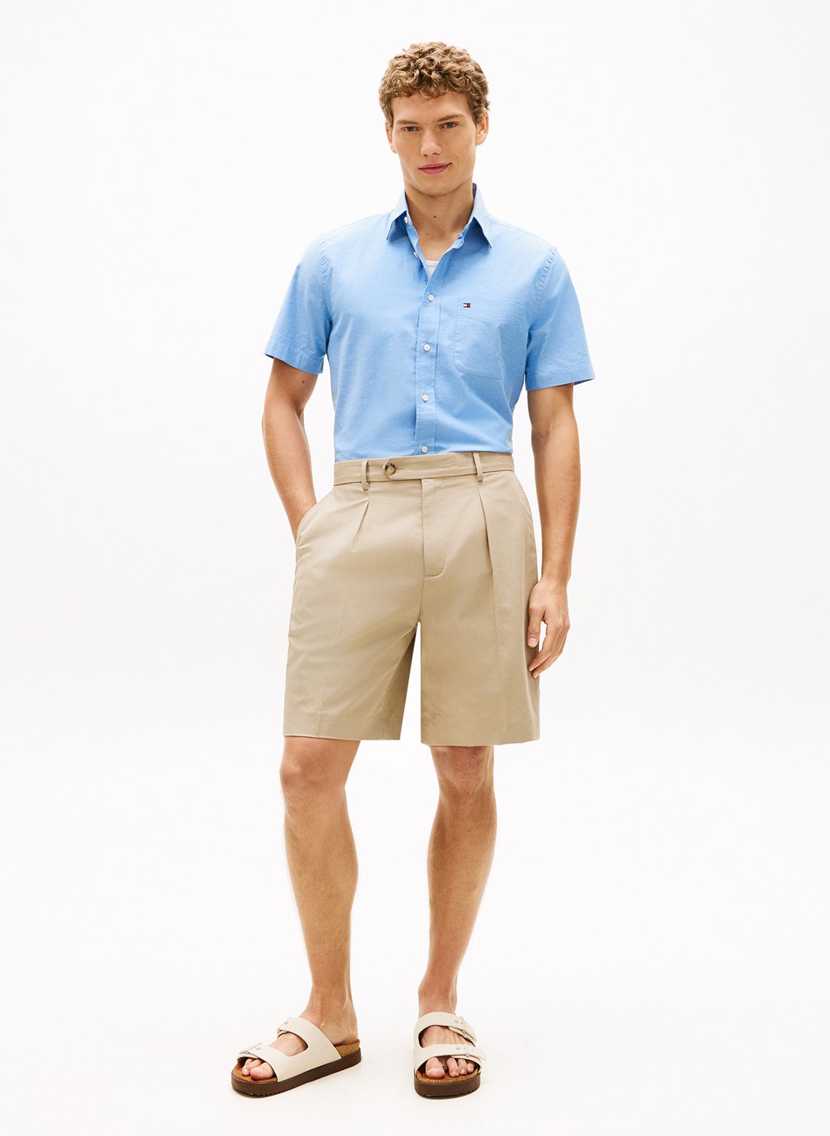 Straight short-sleeve solid shirt TOMMY HILFIGER Blue