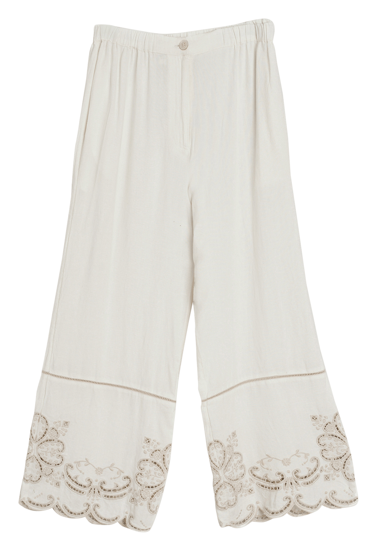 Gerade geschnittene bestickte Hose INDI & COLD Beige