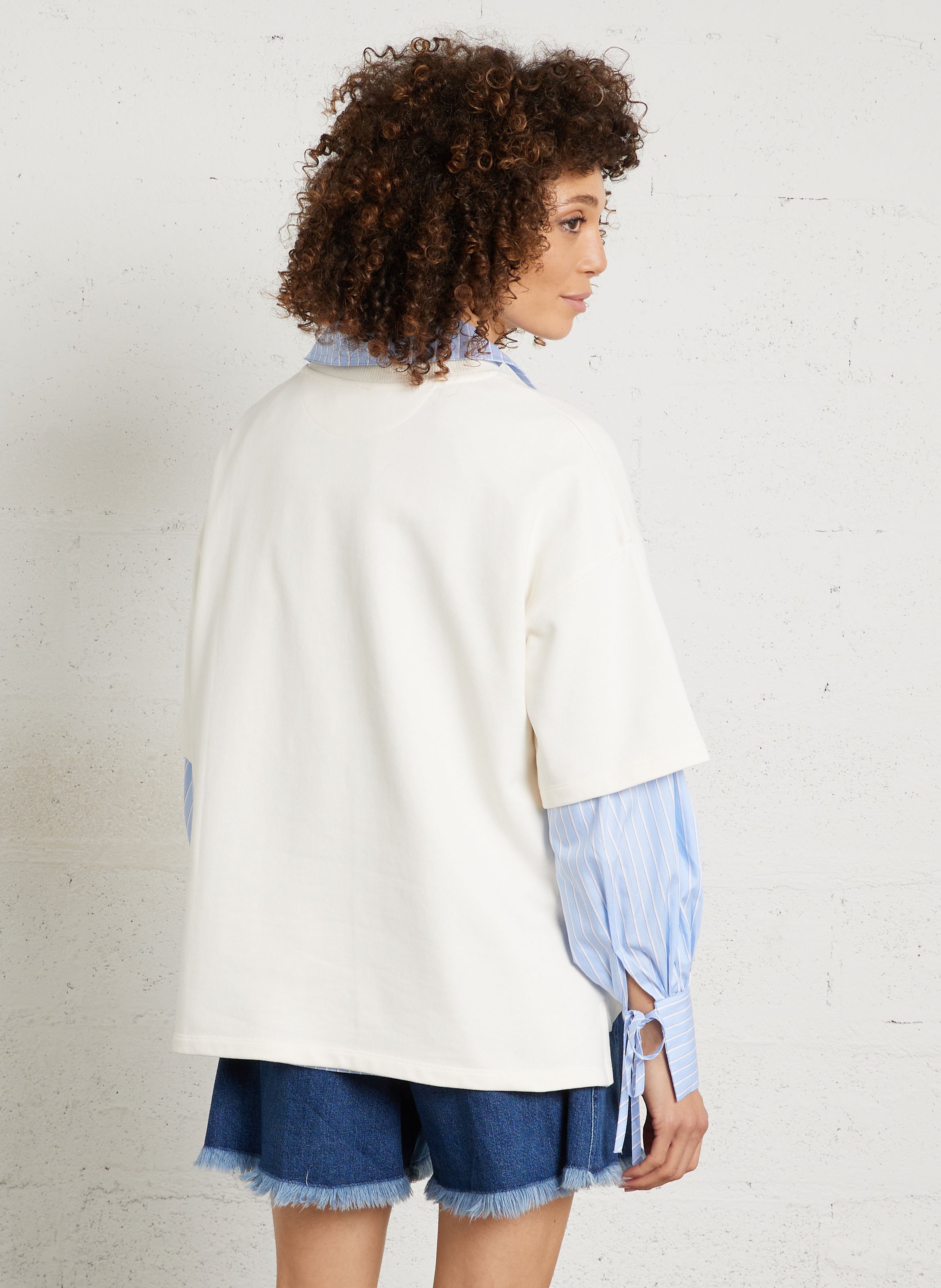Sweat oversize col rond en coton THE NEW SOCIETY Beige