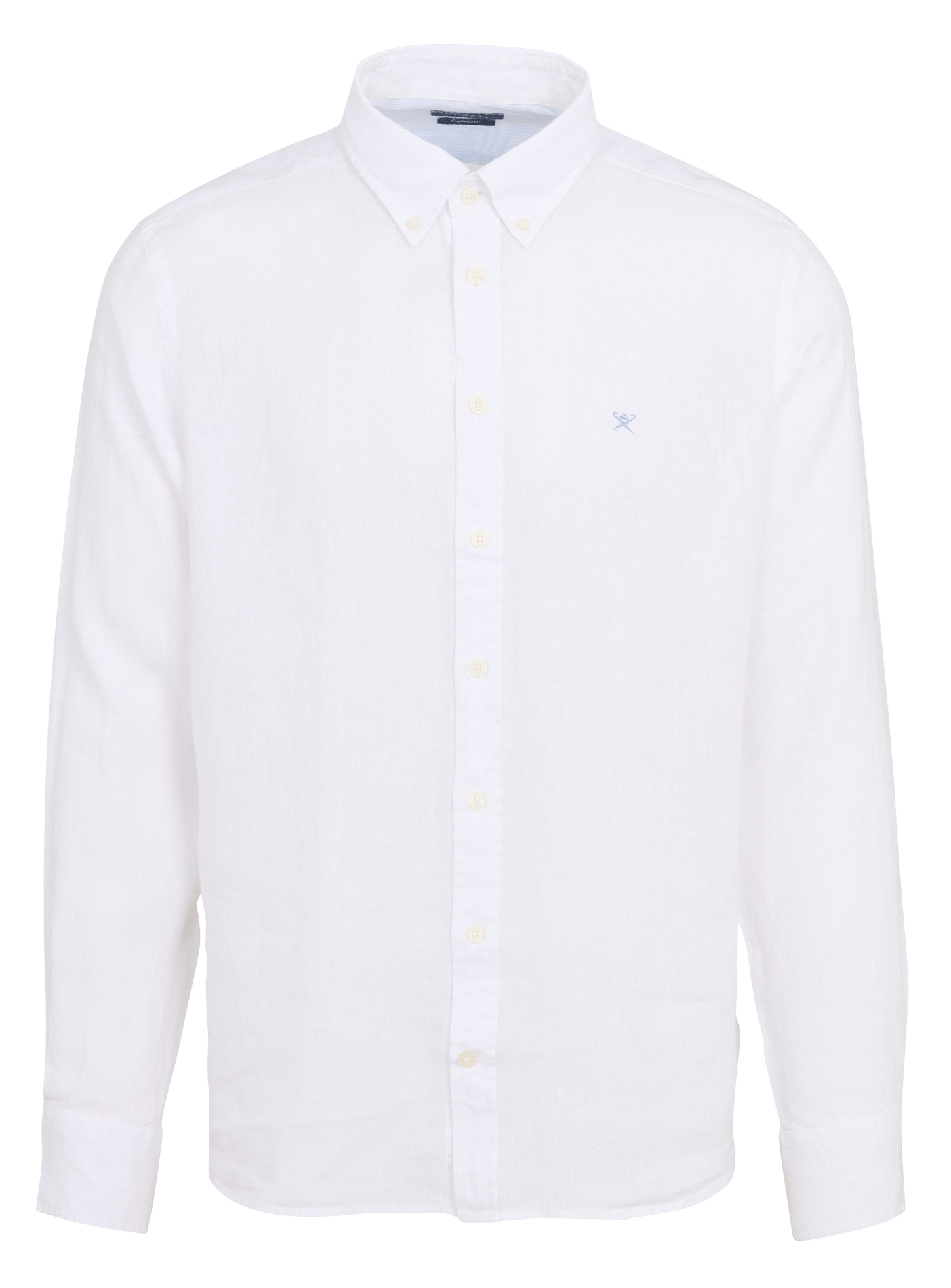 Hemd mit taillierter Passform, amerikanischem Kragen und Stickerei aus Leinen HACKETT Weiss