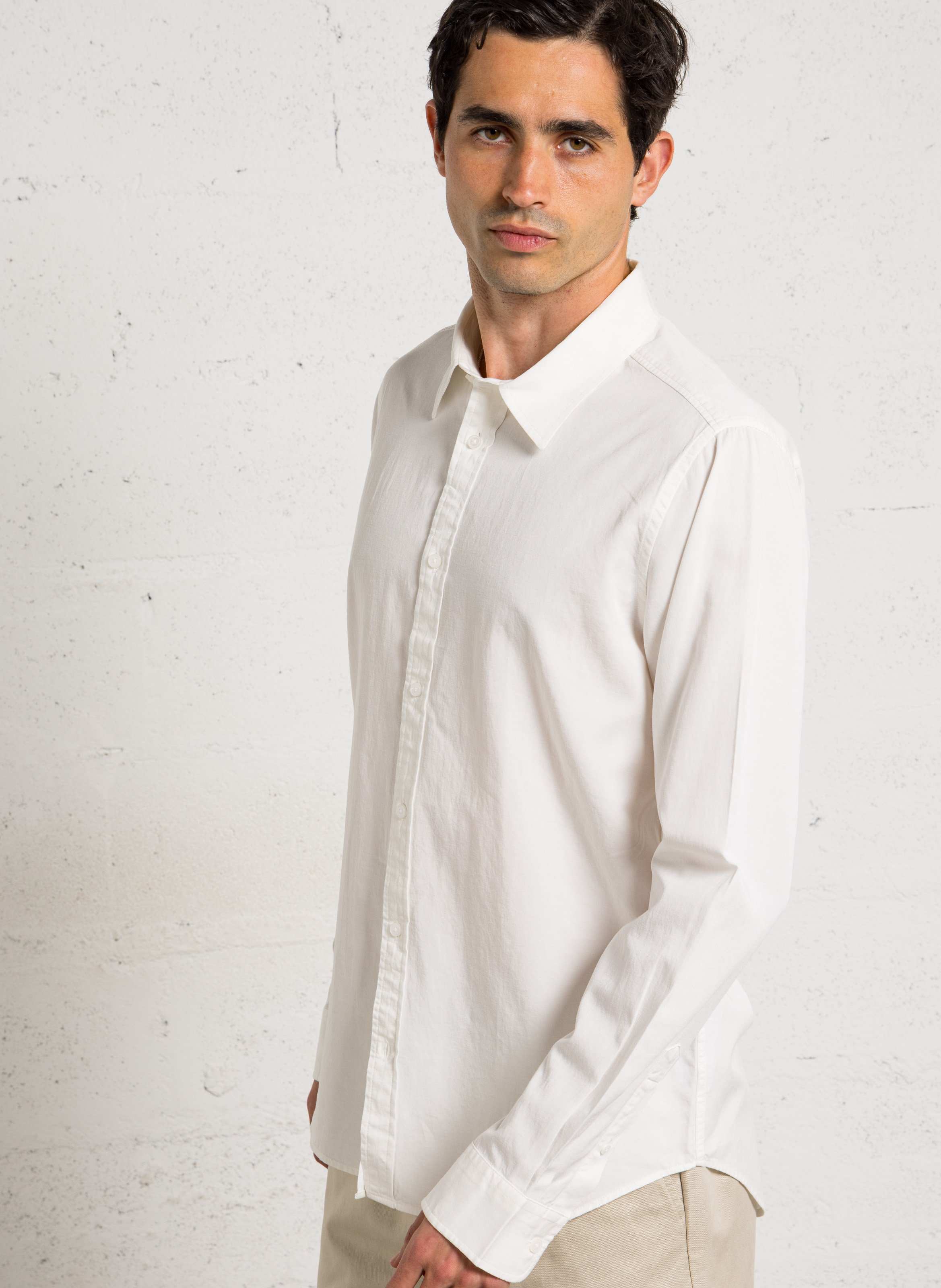 Chemise droite col classique en coton mélangé MINIMUM Blanc