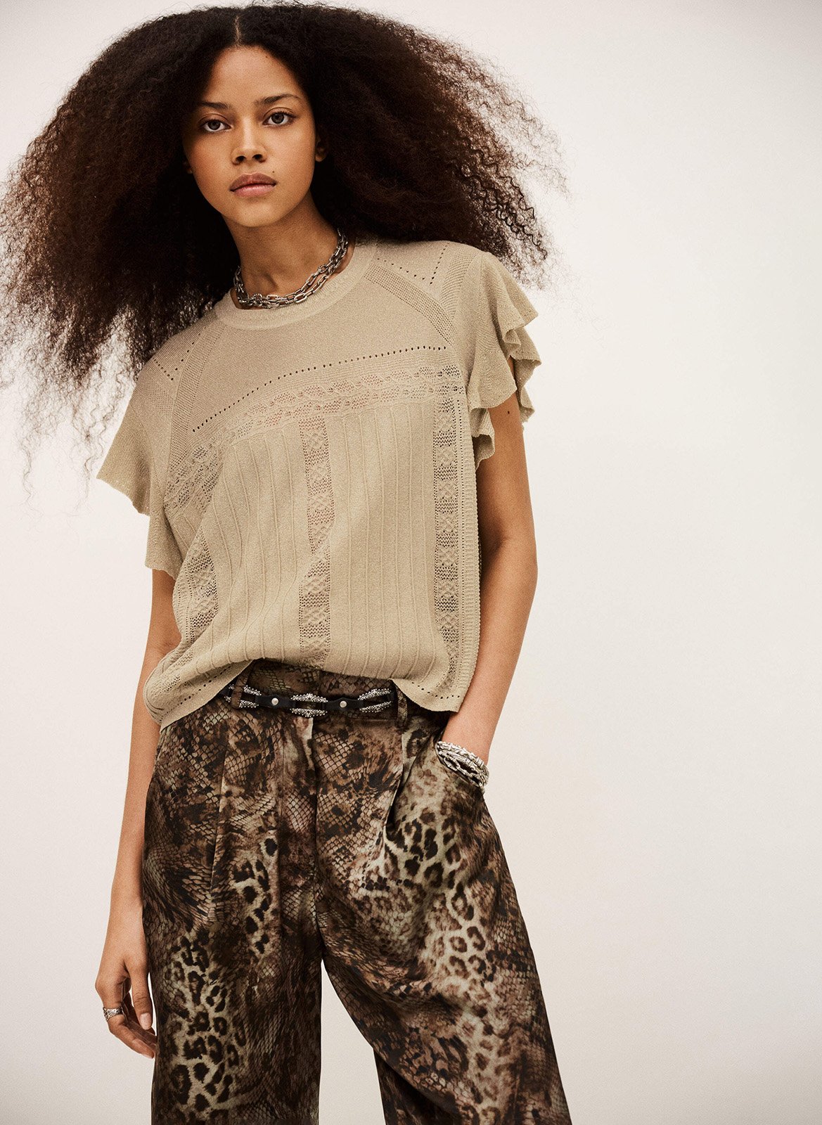 Gebreide trui met mouliné-effect BA&SH Goudkleurig