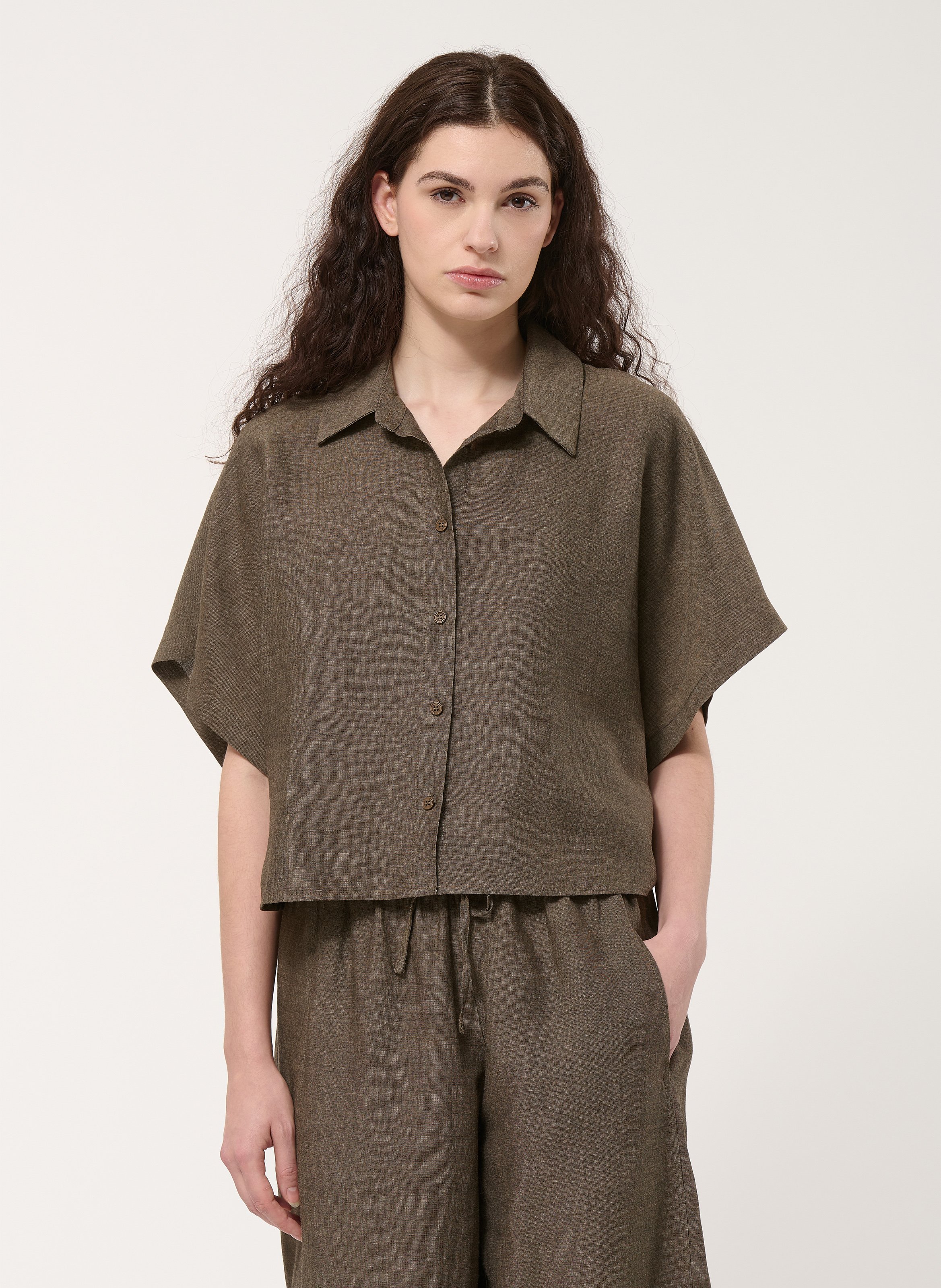 Chemise ample col classique  HUMILITY Marron