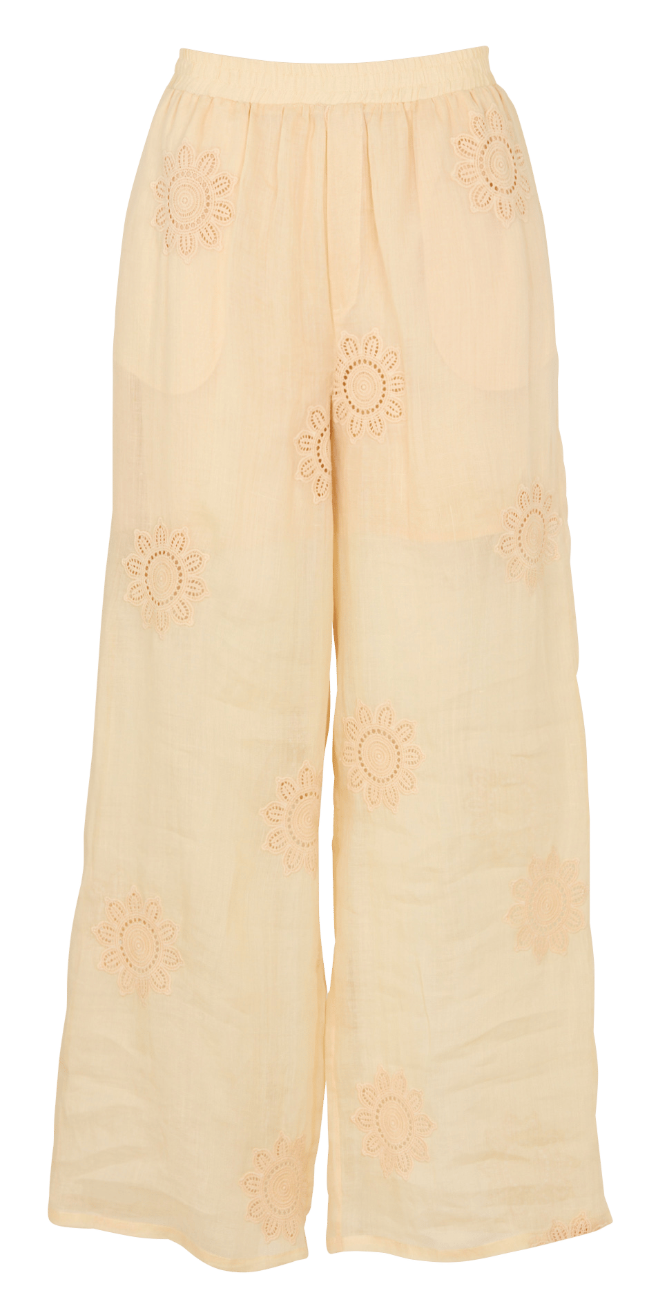 Wide-leg pants with floral embroidery BERENICE Orange
