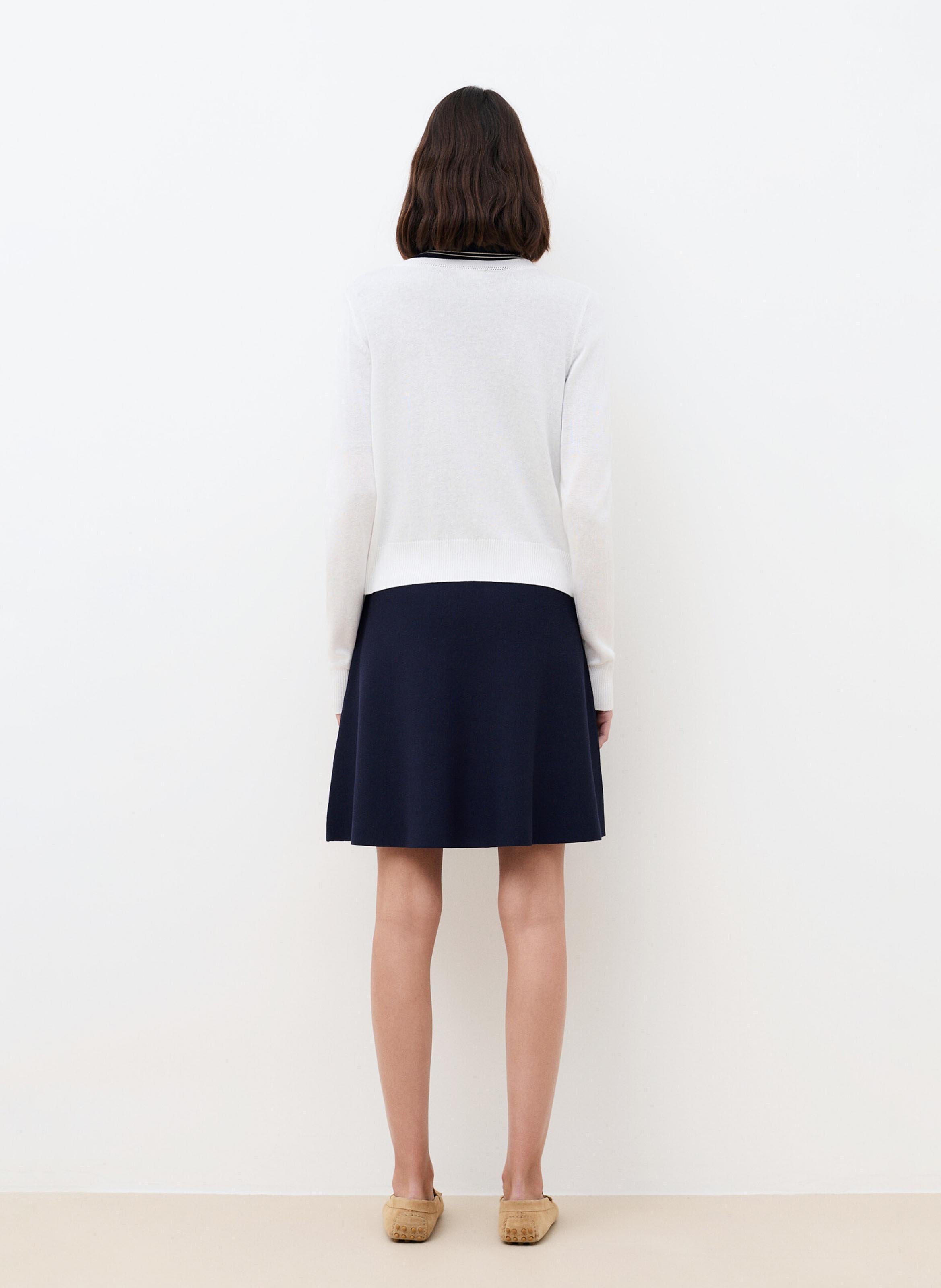 Cardigan col rond en coton mélangé CAROLL Beige